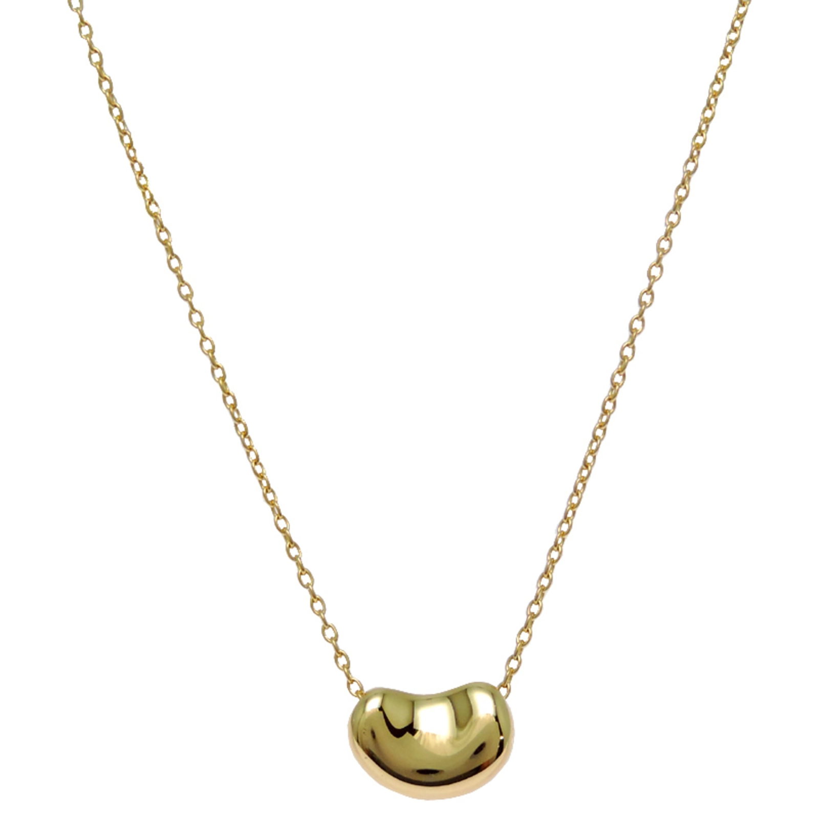 Tiffany & Co. 750Yg Bean Women'S Necklace 750 Yellow Gold: Tiffany & Co. 750Yg Bean Women'S Necklace 750 Yellow Gold Tiffany & Co.'s 750Yg Bean Women's Necklace boasts a striking design, featuring a 7.1mm x 10.7mm pendant in 18K yellow gold. The necklace's 45