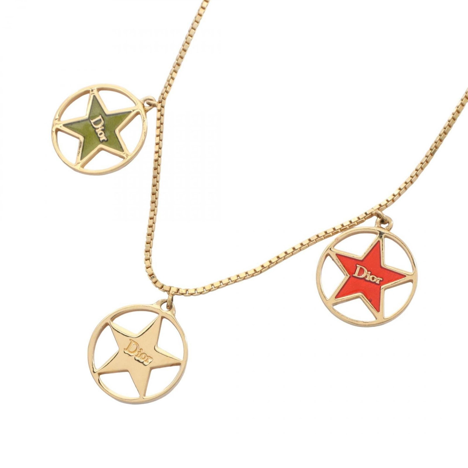 Circle Star logo necklace gold plated women's jewelry in red green tones: Circle Star logo necklace gold plated women's jewelry in red green tones Gold plating Circle Star logo necklace in red and green tones, available in sizes to fit women's necks from 37 cm to 42.5 cm. T