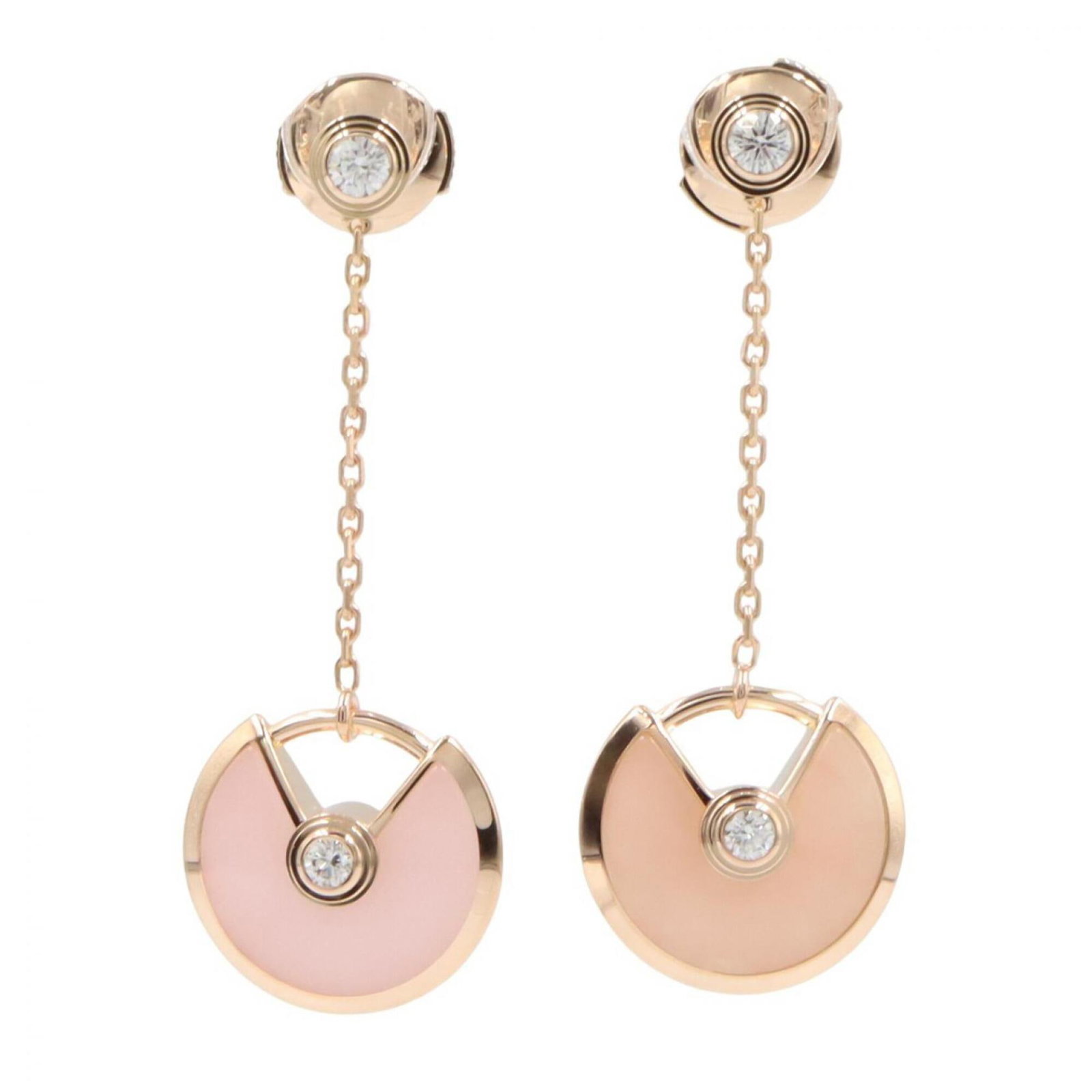 Pink Gold Cartier 18K Drop Earrings: Pink Gold Cartier 18K Drop Earrings Pink Gold Cartier 18K Drop Earrings are crafted from high-quality pink gold (18K) and feature clear, gold, and pink gold tones. Measuring 32.00mm in height with a 1
