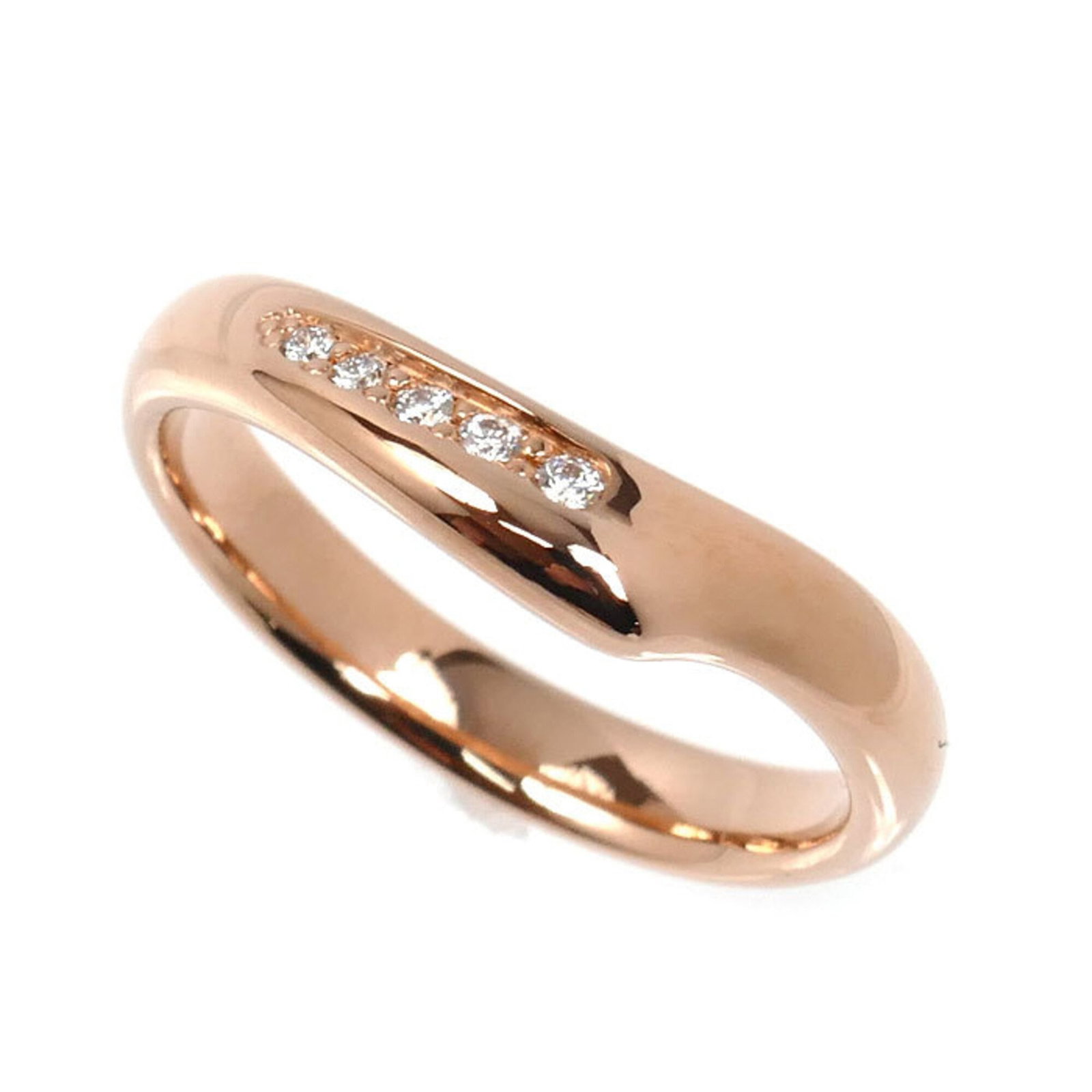 Tiffany Band Ring Pink Gold (18K): Tiffany Band Ring Pink Gold (18K) Pink gold (18K) band ring from Tiffany, featuring a diamond stone. This women's ring boasts a classic design with the iconic Tiffany brand. The 49 US size 5 ring is c