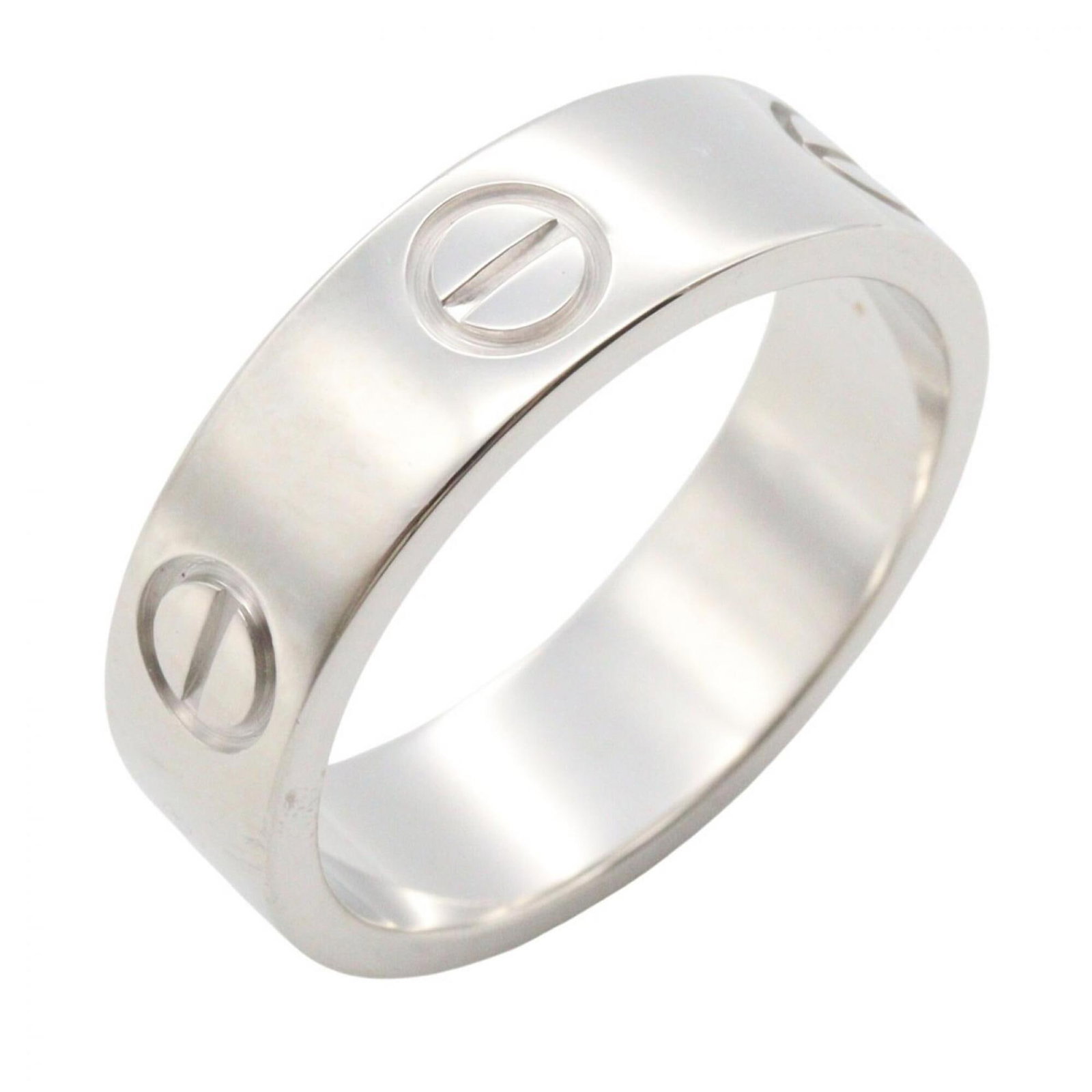 White Gold Band Ring by Cartier 18K: White Gold Band Ring by Cartier 18K White Gold Band Ring by Cartier 18K features a sleek design in 18K white gold, available in US size 6. This elegant band ring showcases the iconic style of Cartier,
