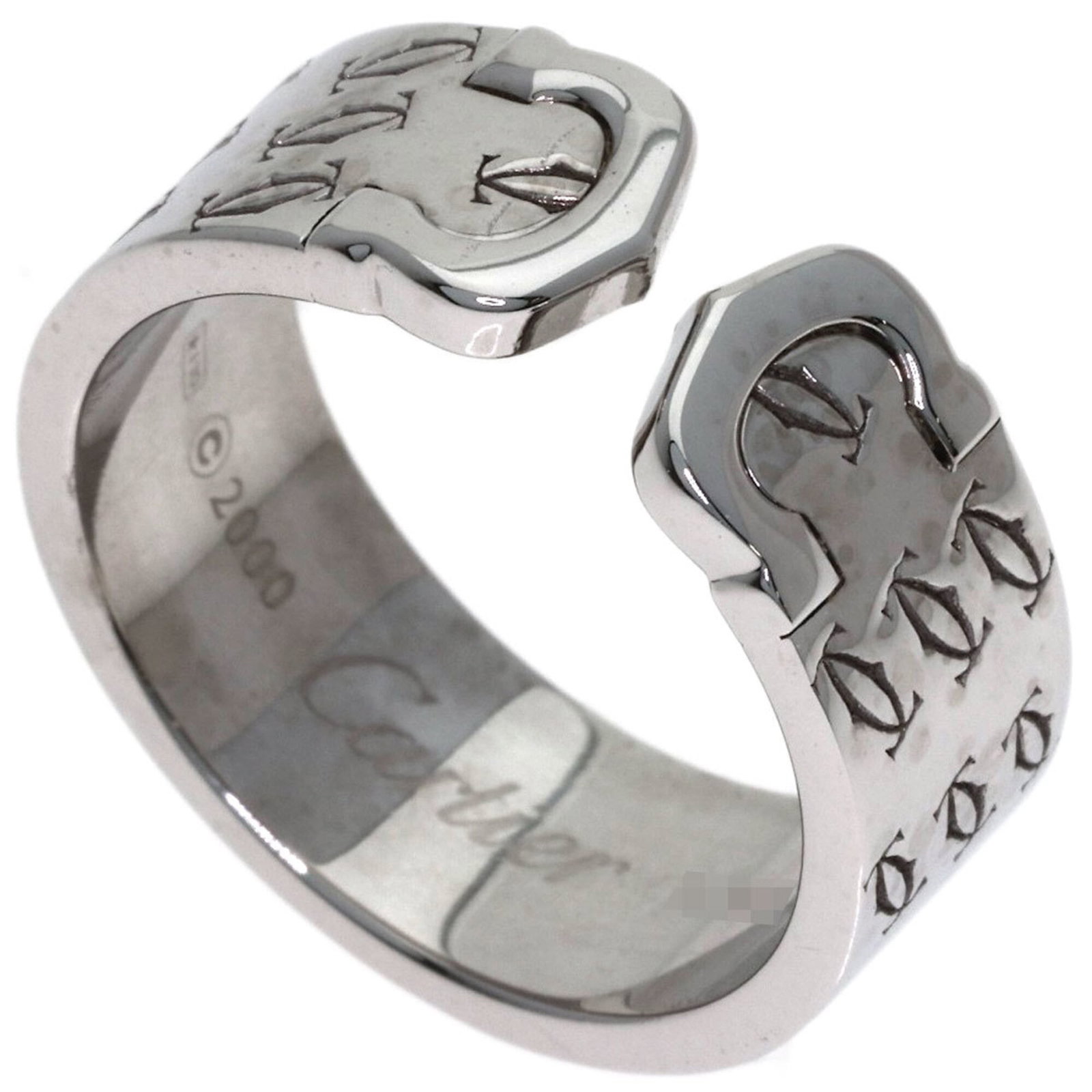White Gold Band Ring by Cartier 18K: White Gold Band Ring by Cartier 18K White Gold Band Ring by Cartier 18K features a classic design made from high-quality white gold (18K), with a US size of 8.5. This elegant band ring showcases the