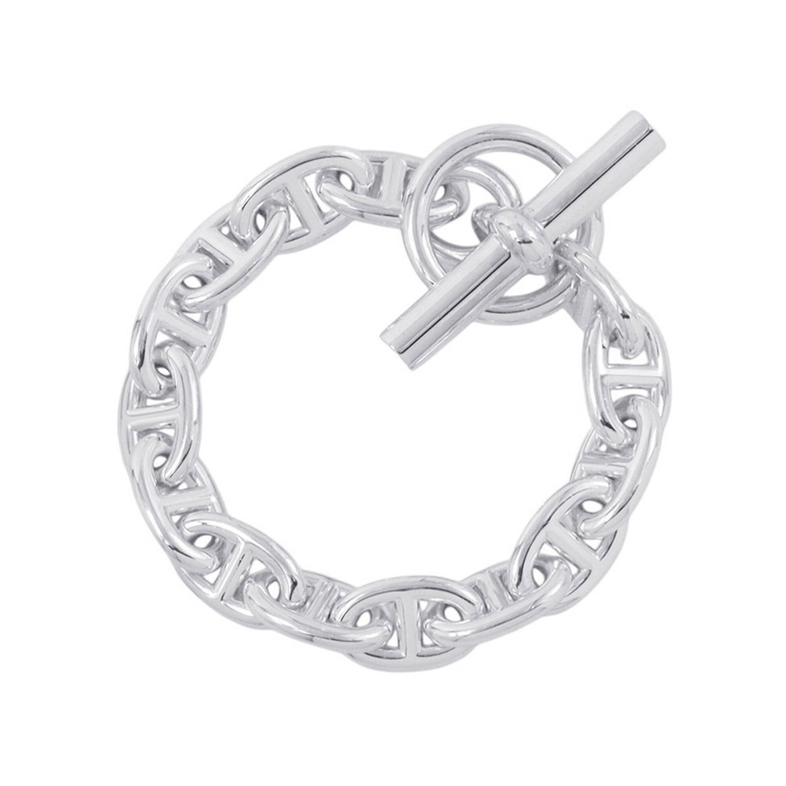 Hermes charm bracelet silver 925: Hermes charm bracelet silver 925 Silver 925 charm bracelet from Hermes, crafted in France with a length of 15.5cm. This elegant piece features a sleek silver finish and a classic design that suits wom