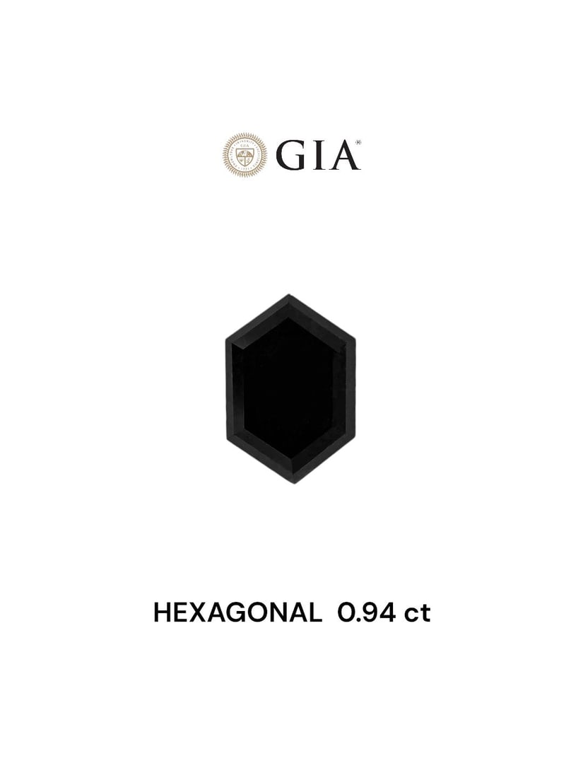 GIA Hexagonal 0.94ct Fancy Black VVS2 - Loose Natural Diamond: GIA Hexagonal 0.94ct Fancy Black VVS2 - Loose Natural Diamond GIA certified, this loose natural diamond boasts exceptional clarity with a VVS2 grade and impressive color as a Fancy Black. Its EX symme