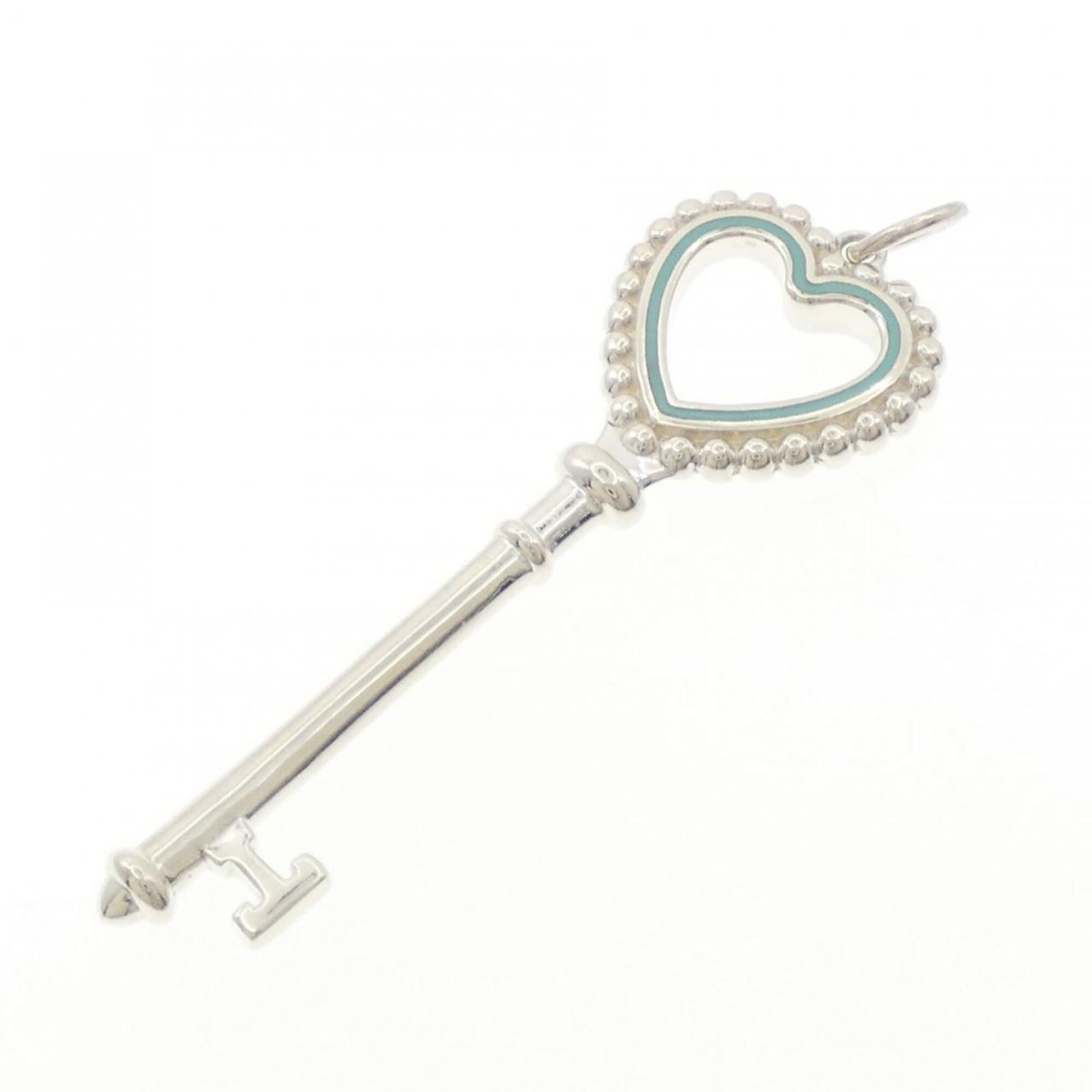 Beaded heart key pendant: Beaded heart key pendant Silver 925 beaded heart pendant, measuring 59.1mm x 18.6mm, features a delicate design with intricate details. Made from high-quality silver, this elegant pendant is crafted t