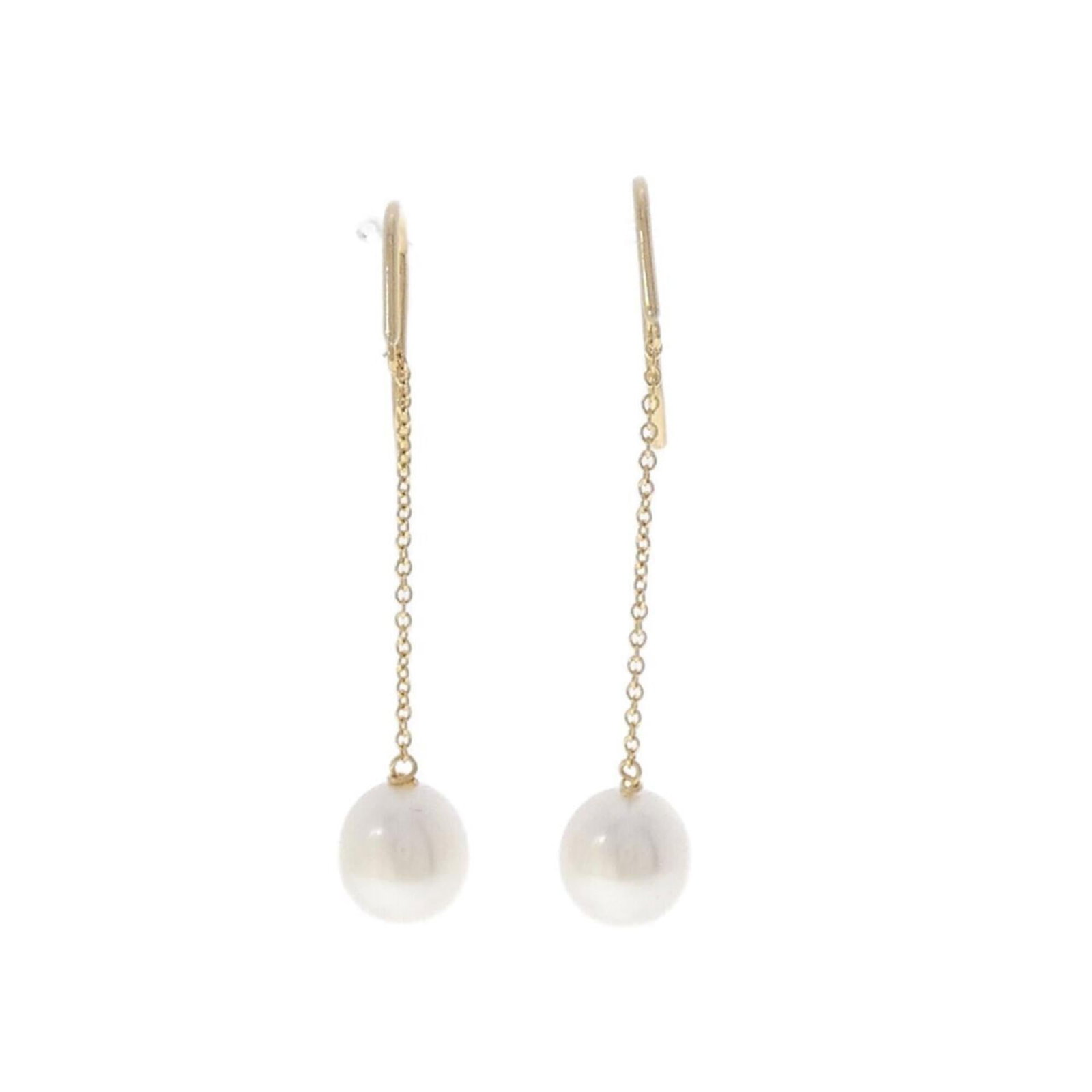 Yellow Gold 18K Tiffany Earrings Chain: Yellow Gold 18K Tiffany Earrings Chain Yellow gold (18K) earrings chain from Tiffany, featuring freshwater pearl stones. The 35.90mm x 7.90mm chain boasts a unique combination of style and elegance.