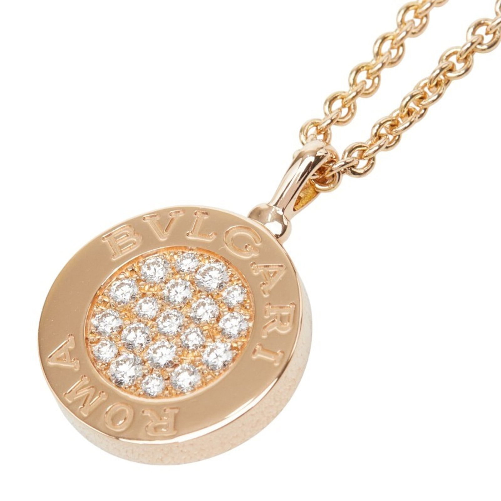 Bvlgari Chain Pendant Necklace 358375 18Kpg Pink Gold White Shell Diamond Women'S: Bvlgari Chain Pendant Necklace 358375 18Kpg Pink Gold White Shell Diamond Women'S Pink gold (18K) pendant necklace featuring a white shell diamond, set against a delicate chain. The necklace boasts a