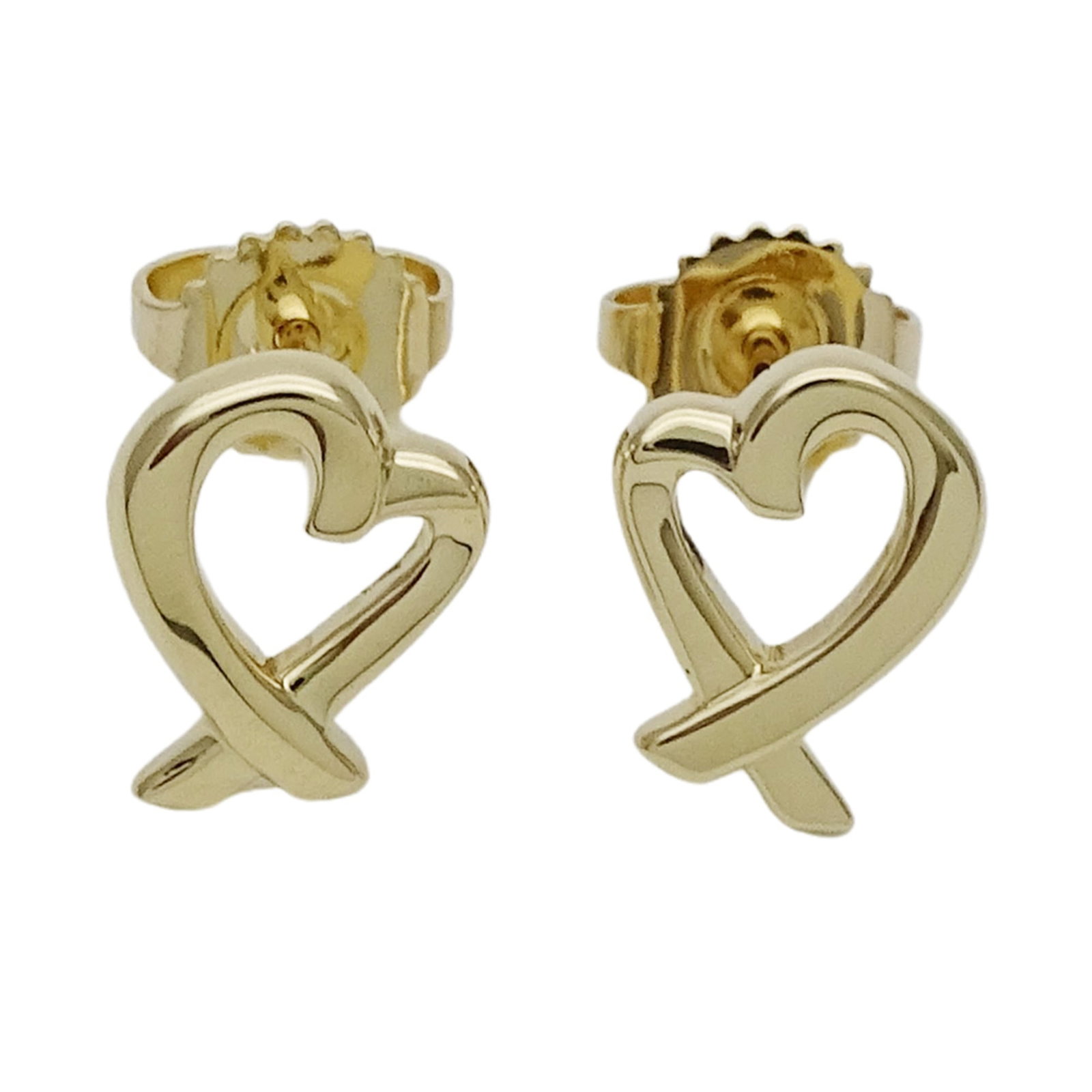 Gold Earrings Yellow Tiffany Stud: Gold Earrings Yellow Tiffany Stud Yellow gold (18K) stud earrings with a distinctive Loving Heart design, crafted from high-quality yellow gold. The earrings measure 10.30mm x 7.80mm and are made to f
