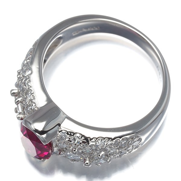 Crescent Vert Ring Lab-Created Ruby 1.48Ct Diamond 0.82Ct Paved Pt 900 - 3