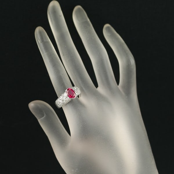 Crescent Vert Ring Lab-Created Ruby 1.48Ct Diamond 0.82Ct Paved Pt 900 - 4