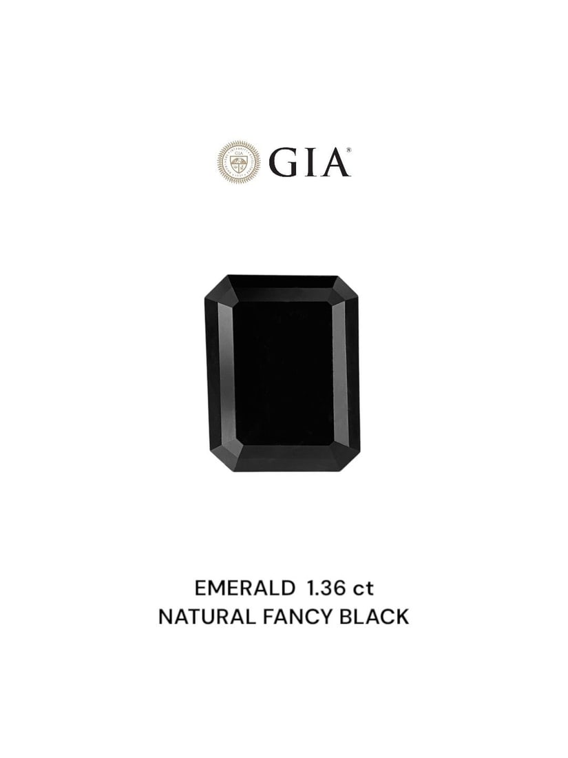 GIA Emerald 1.36ct Fancy Black VVS2 - Loose Natural Diamond: GIA Emerald 1.36ct Fancy Black VVS2 - Loose Natural Diamond GIA Emerald 1.36ct Fancy Black VVS2 - Loose Natural Diamond.The GIA-certified emerald-cut diamond boasts a stunning Fancy Black color, with