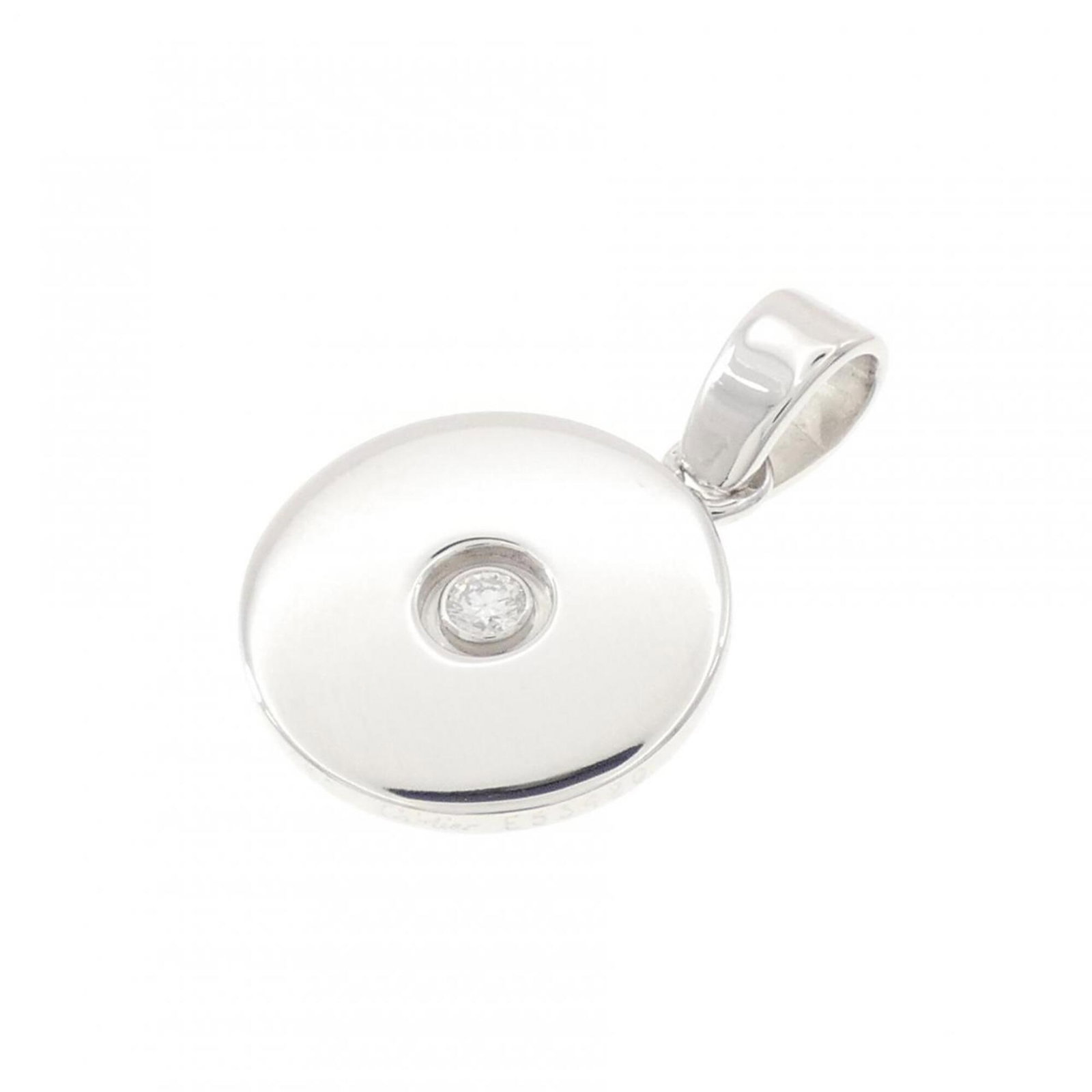 Diamond Pendant By Cartier: Diamond Pendant By Cartier Cartier's diamond pendant boasts a sleek design, measuring 24.8mm x 16.3mm in white gold (18K) with a sizeable 0.97'' x 0.64''. The piece features high-quality diamonds set