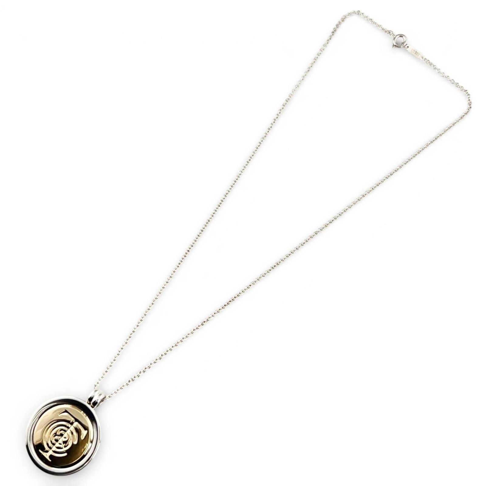 Tiffany&Co. Tiffany 925 750 Combination T&C Coin Necklace Pendant Silver And Gold Weight 12.7G (1 of 8)
