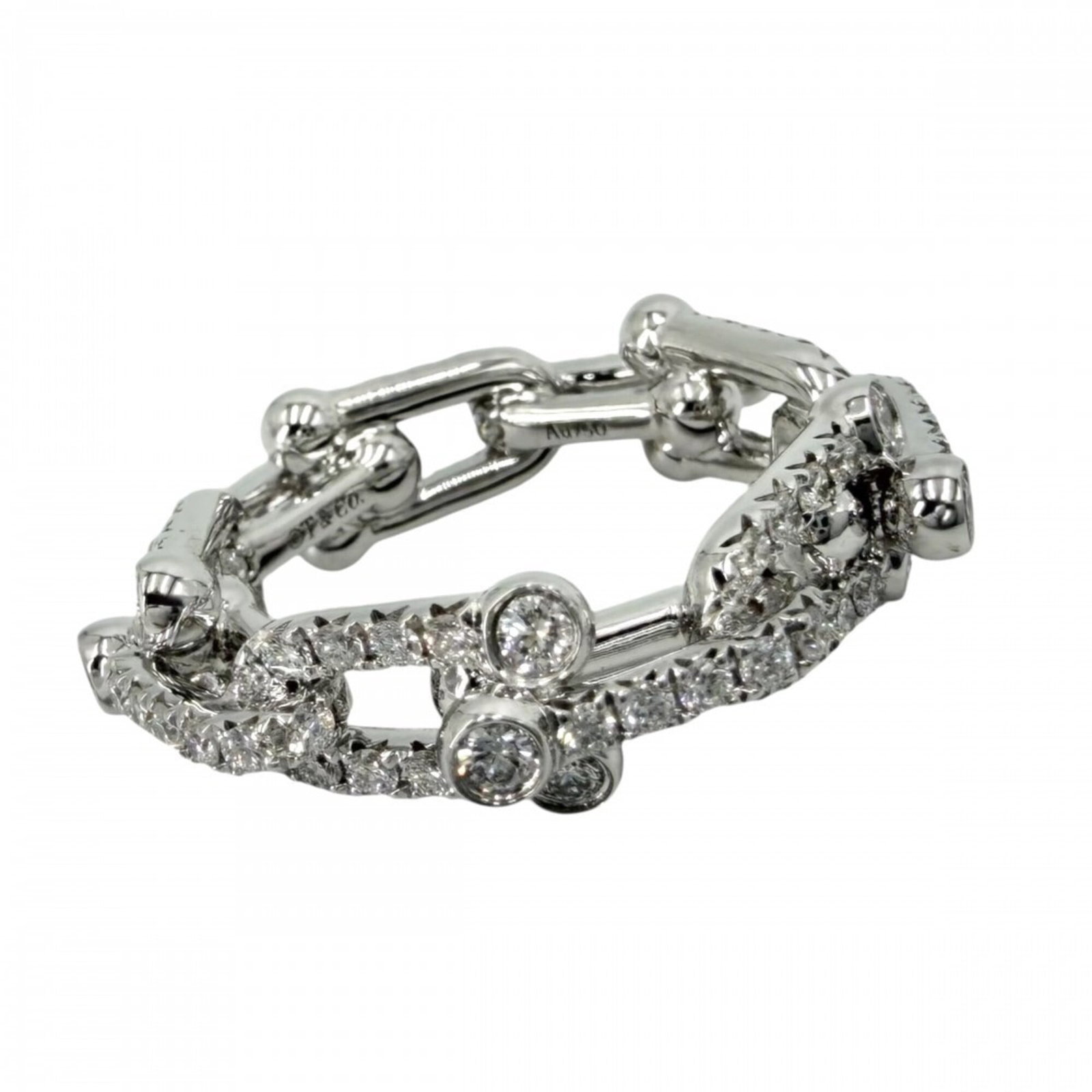 Ring Tiffany Band: Ring Tiffany Band Tiffany Type band ring in white gold, featuring a 1.32ct diamond and measuring 4.5 US size with an inner diameter of 16mm. The ring boasts a sleek design with a width of 6mm and weig