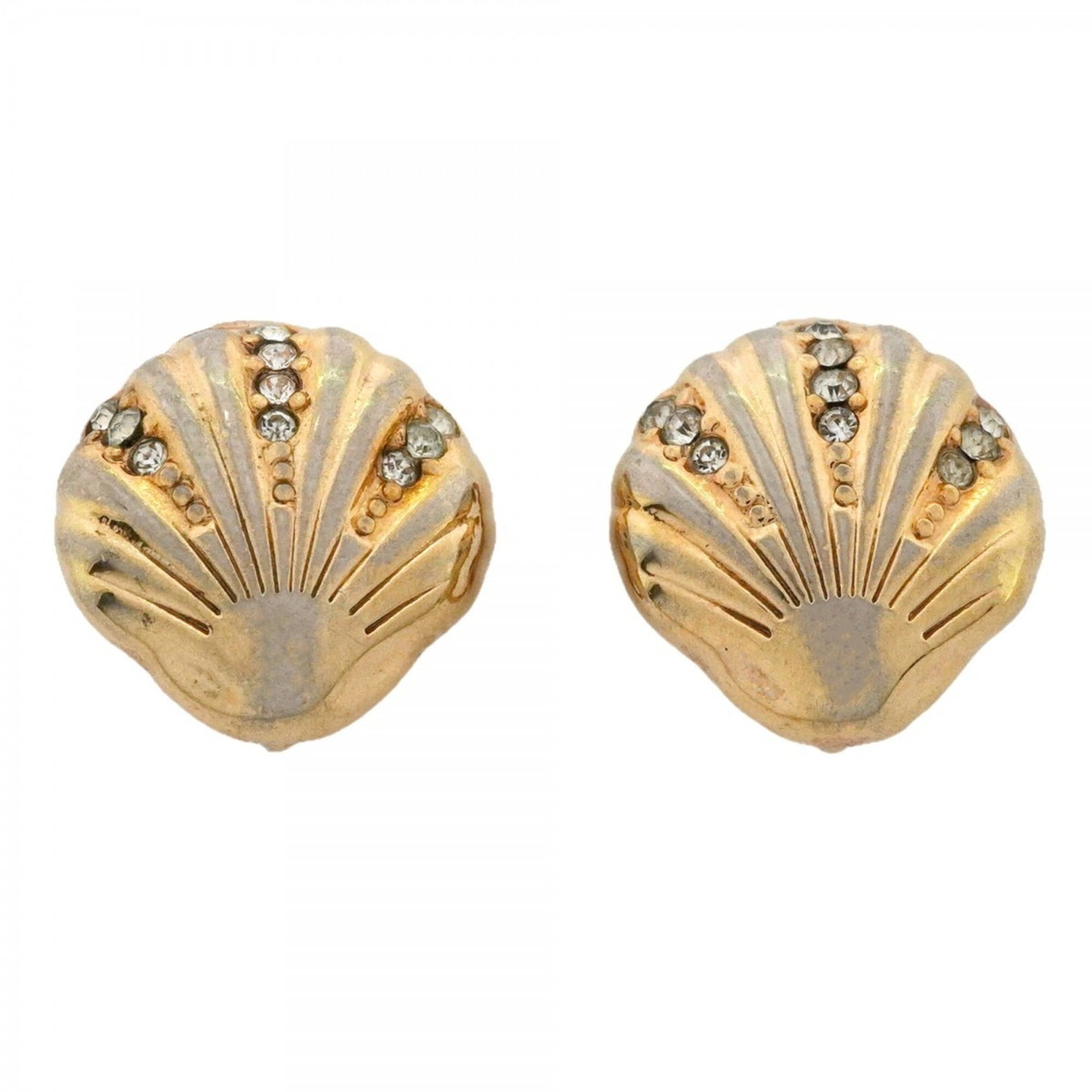 Christian Dior Clip Earrings Gold Plating Rhinestone: Christian Dior Clip Earrings Gold Plating Rhinestone Clip earrings from Christian Dior feature gold plating and rhinestones, adding a touch of luxury to any outfit. The elegant design makes them a