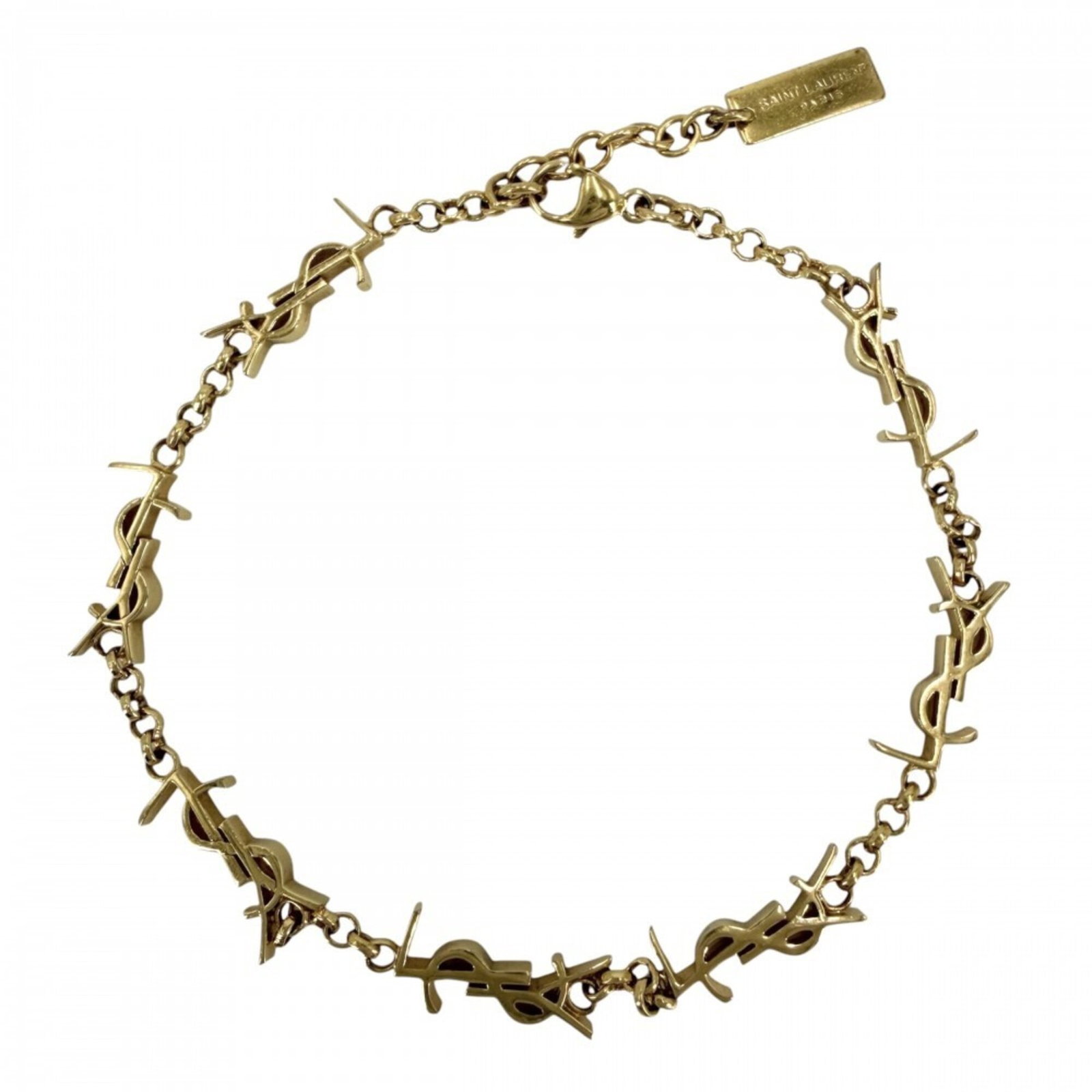 Saint Laurent Charm Bracelet: Saint Laurent Charm Bracelet Gold charm bracelet from Saint Laurent, available in lengths of 16.5cm to 20cm. This versatile piece features a classic design with adjustable length for a customizable fi