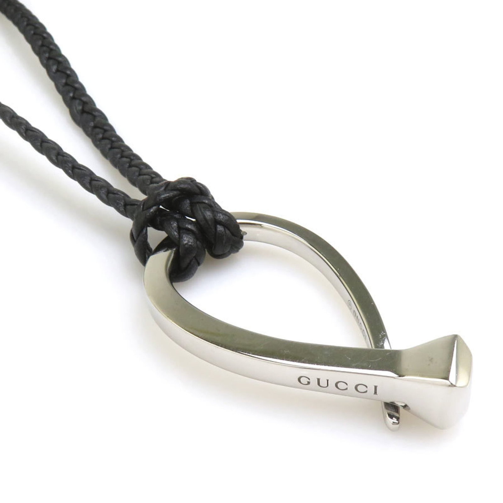 Sterling Silver Leather Black Men's Gucci Necklace: Sterling Silver Leather Black Men's Gucci Necklace Sterling Silver Leather Black Men's Gucci Necklace bears the signature of its creator, crafted from high-quality materials including leather and silv