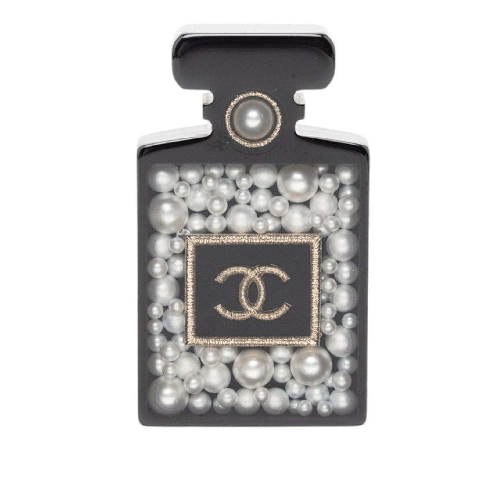 Chanel Brooch Plastic: Chanel Brooch Plastic Chanel Brooch Plastic - A sleek and sophisticated accessory from the iconic French fashion house. This black, gold, and white plastic brooch boasts a striking design that adds a