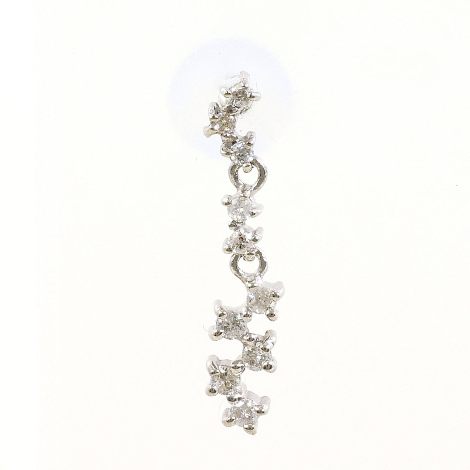 White Gold 18K Unbranded Drop Earrings: White Gold 18K Unbranded Drop Earrings White gold (18K) drop earrings featuring a diamond stone, weighing 0.10 carats and measuring 0.4g in weight. Made from high-quality white gold metal with a purit