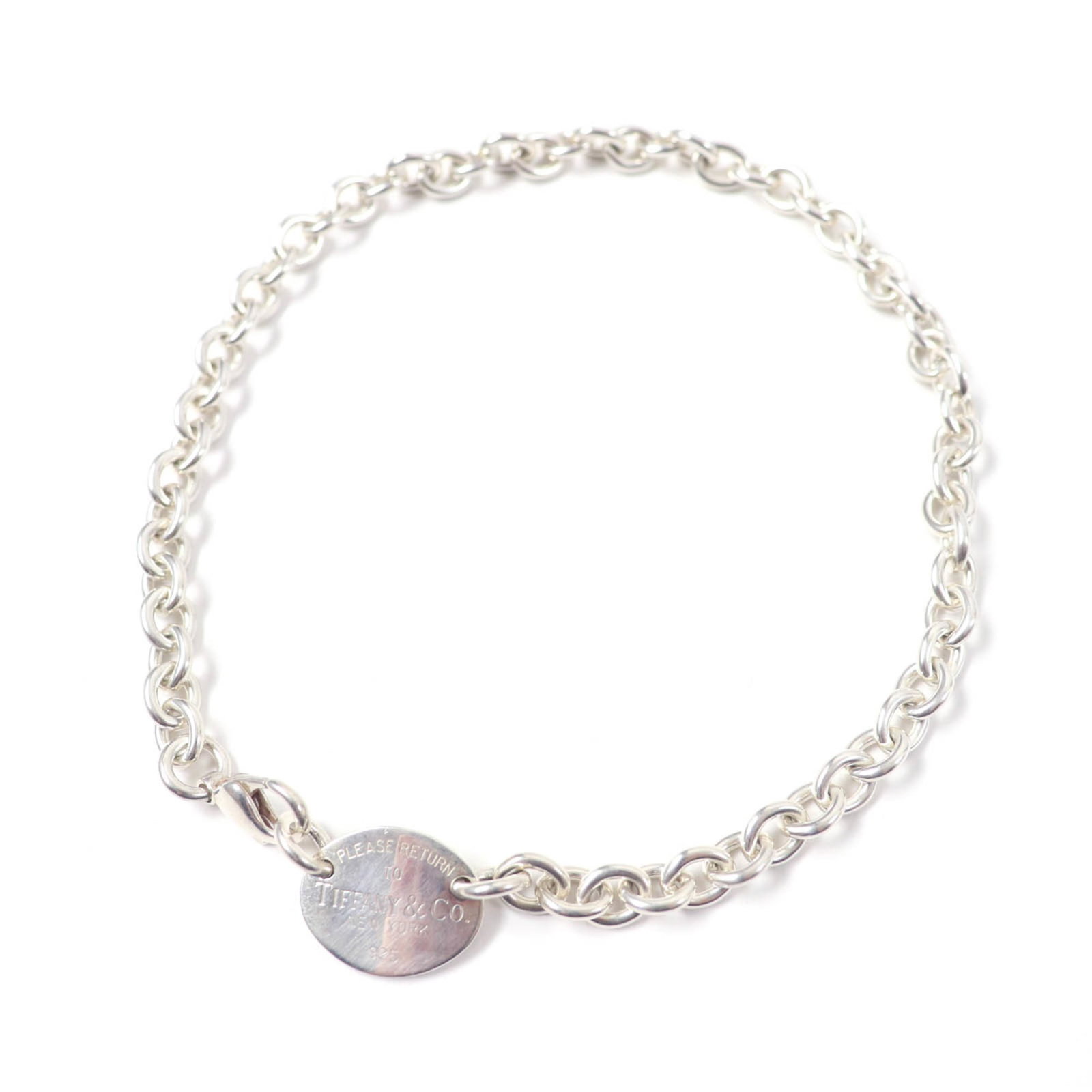 Tiffany Oval Necklace Tag Choker Accessory Sv925 Silver 50.6G Women's: Tiffany Oval Necklace Tag Choker Accessory Sv925 Silver 50.6G Women's Silver Tiffany Oval Necklace Tag Choker Accessory for Women, 50.6g / 1.78oz, 38.5 cm / 15.15'' Circumference, Pendant Size 6mm x 2