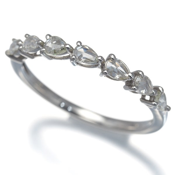 Cut Rose 0.27ct 950 Platinum Diamond Ring Pear: Cut Rose 0.27ct 950 Platinum Diamond Ring Pear 950 Platinum Diamond Ring with Rose-cut Diamond. This elegant ring showcases a 0.27ct rose-cut diamond, carefully set in a platinum metal band with a sle