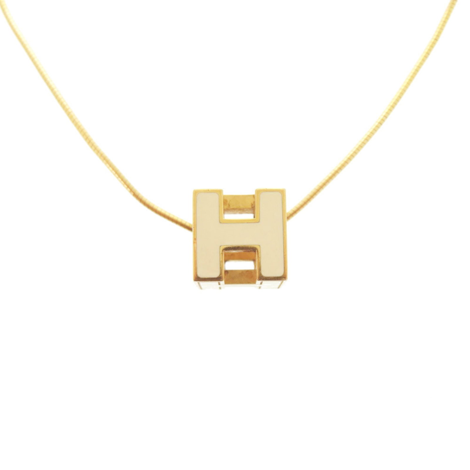 Hermes Metal Ivory Cage D H Cube 143211F Excellent Condition Necklace (1 of 6)
