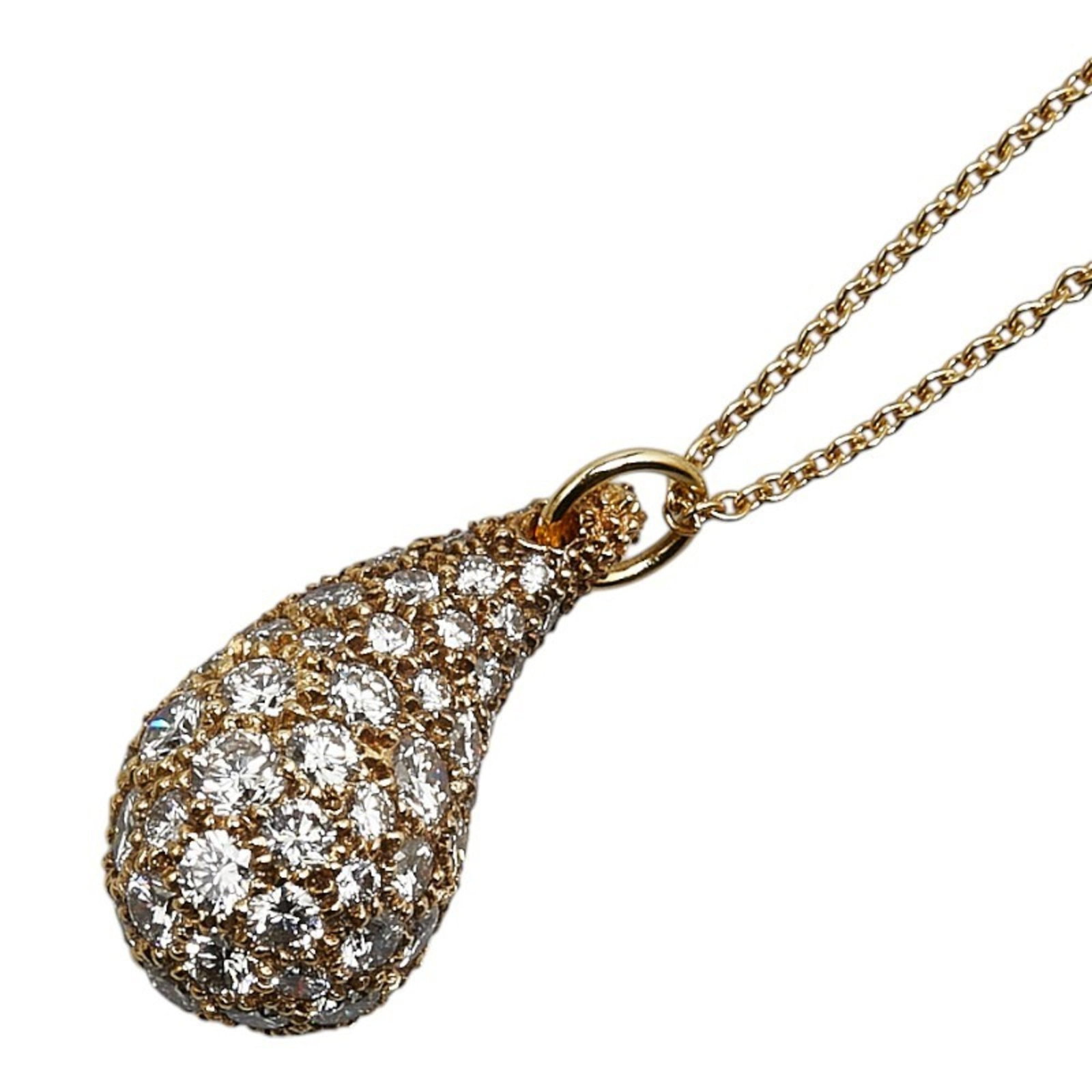 Yellow Gold Diamond Bave Teardrop Elsa Necklace K18Yg Women For Tiffany&Co.: Yellow Gold Diamond Bave Teardrop Elsa Necklace K18Yg Women For Tiffany&Co. Yellow gold (18K) pendant features a diamond weighing 4.8g, set in a teardrop design with a circumference of 47 cm / 18.5''.