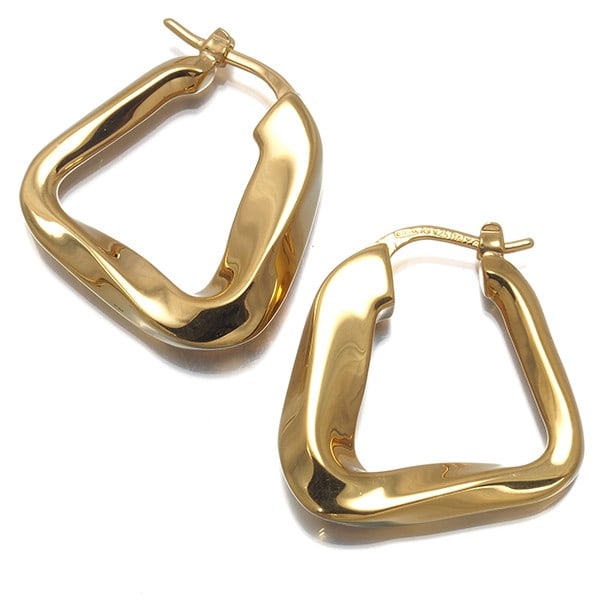 Twist triangle hoop earrings silver essential Bottega Veneta: Twist triangle hoop earrings silver essential Bottega Veneta Twist triangle hoop earrings in sterling silver, part of Bottega Veneta's Essentials collection. These elegant hoops feature a sleek design