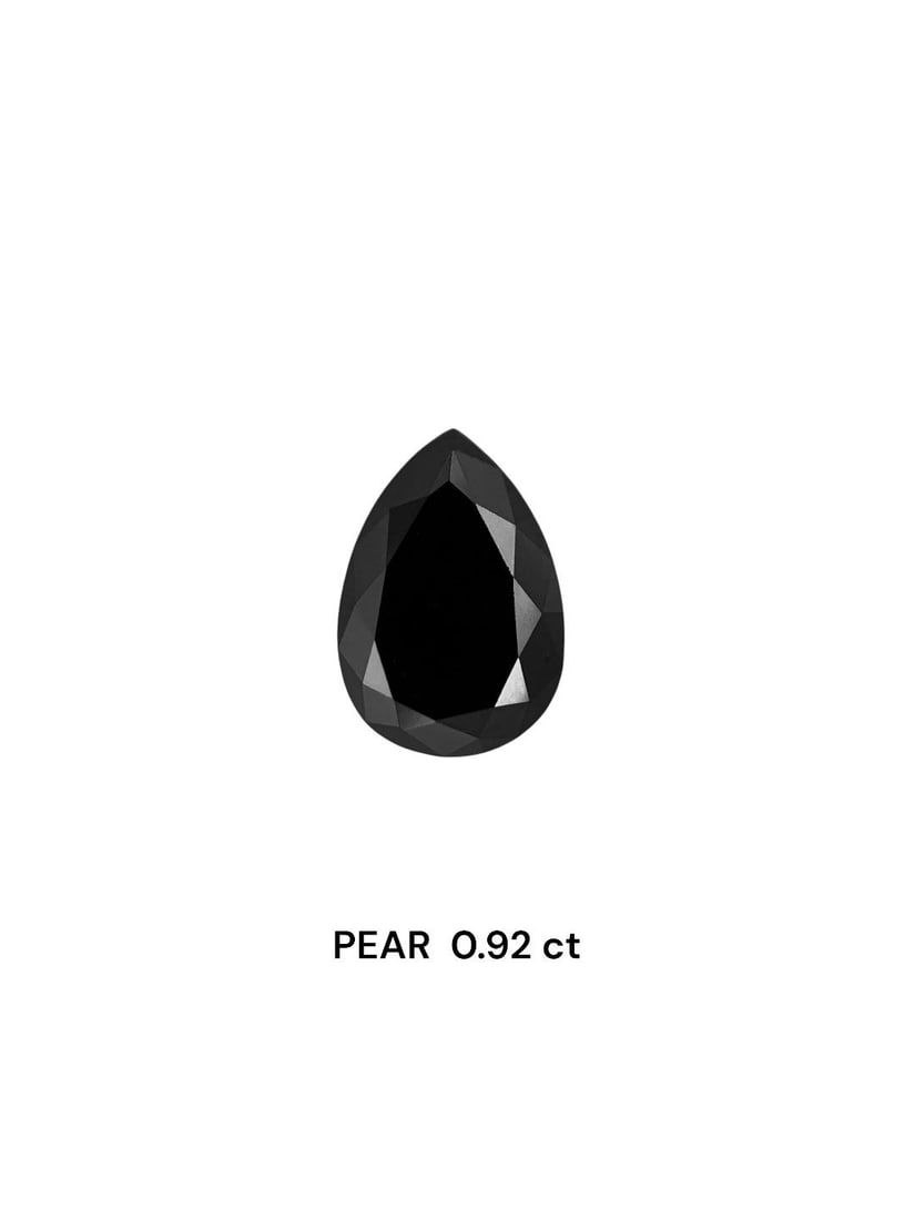 Pear 0.92ct Fancy Black VVS2 - Loose Natural Diamond: Pear 0.92ct Fancy Black VVS2 - Loose Natural Diamond 0.92ct Fancy Black VVS2 - Loose Natural Diamond, showcasing exceptional clarity and polish with EX symmetry and EX polish, set against a rich black
