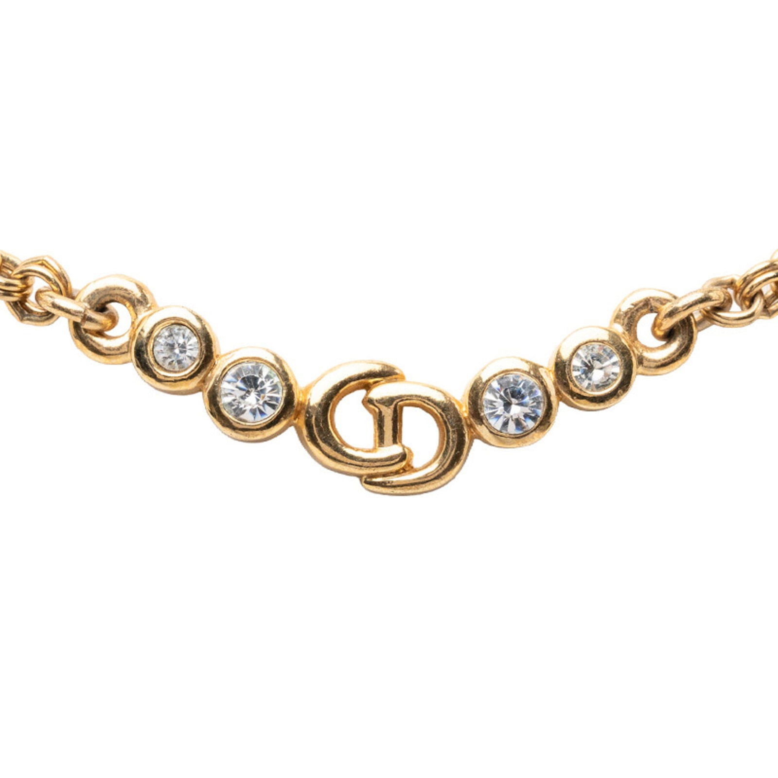 Christian Dior Cd Gold Plated Rhinestones Necklace Women's: Christian Dior Cd Gold Plated Rhinestones Necklace Women's Christian Dior Cd Gold Plated Rhinestones Necklace Women's features a stunning gold-plated rhinestone pendant, perfectly complemented by the