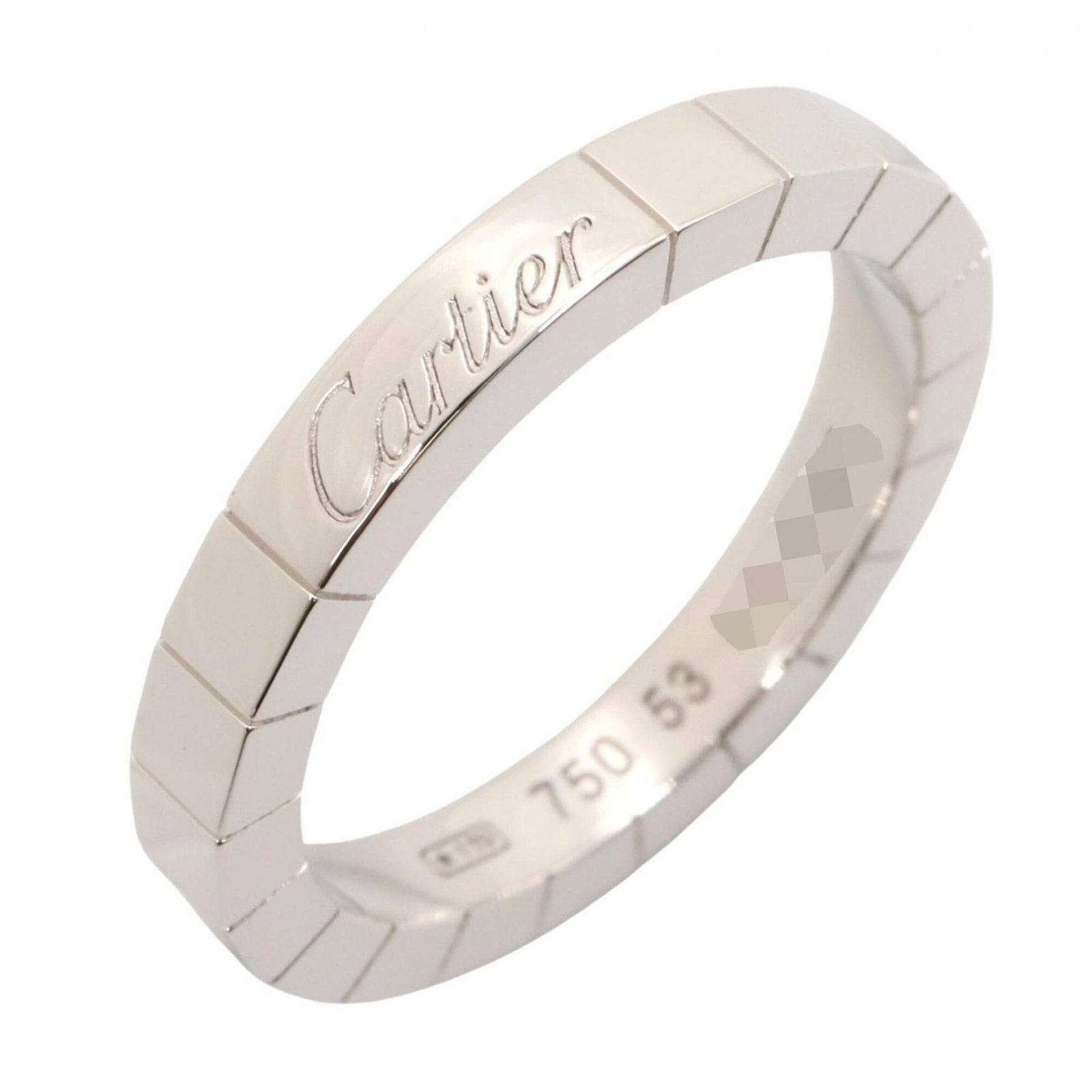 White Gold Band Ring by Cartier 18K: White Gold Band Ring by Cartier 18K Cartier's iconic band ring boasts elegant simplicity with its 18K white gold construction, making it a timeless accessory for women. This US size 6 ring features th