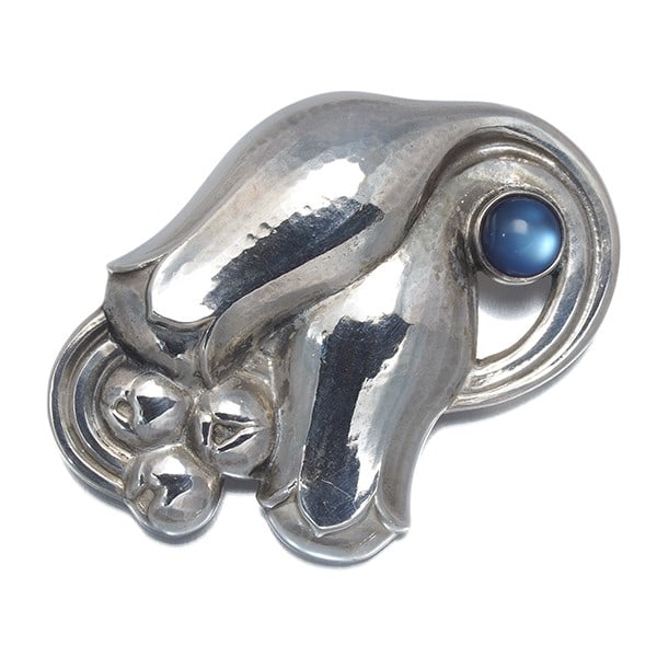 Georg Jensen Brooch Moonstone 100B 925 Sterling Silver (1 of 5)