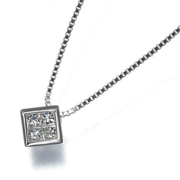Square 0.20ct Diamond Necklace 950 Platinum Vendome: Square 0.20ct Diamond Necklace 950 Platinum Vendome Square 0.20ct Diamond Pendant in 950 Platinum, a stunning piece of fine jewelry featuring a natural diamond set in a platinum pendant, suspended fro