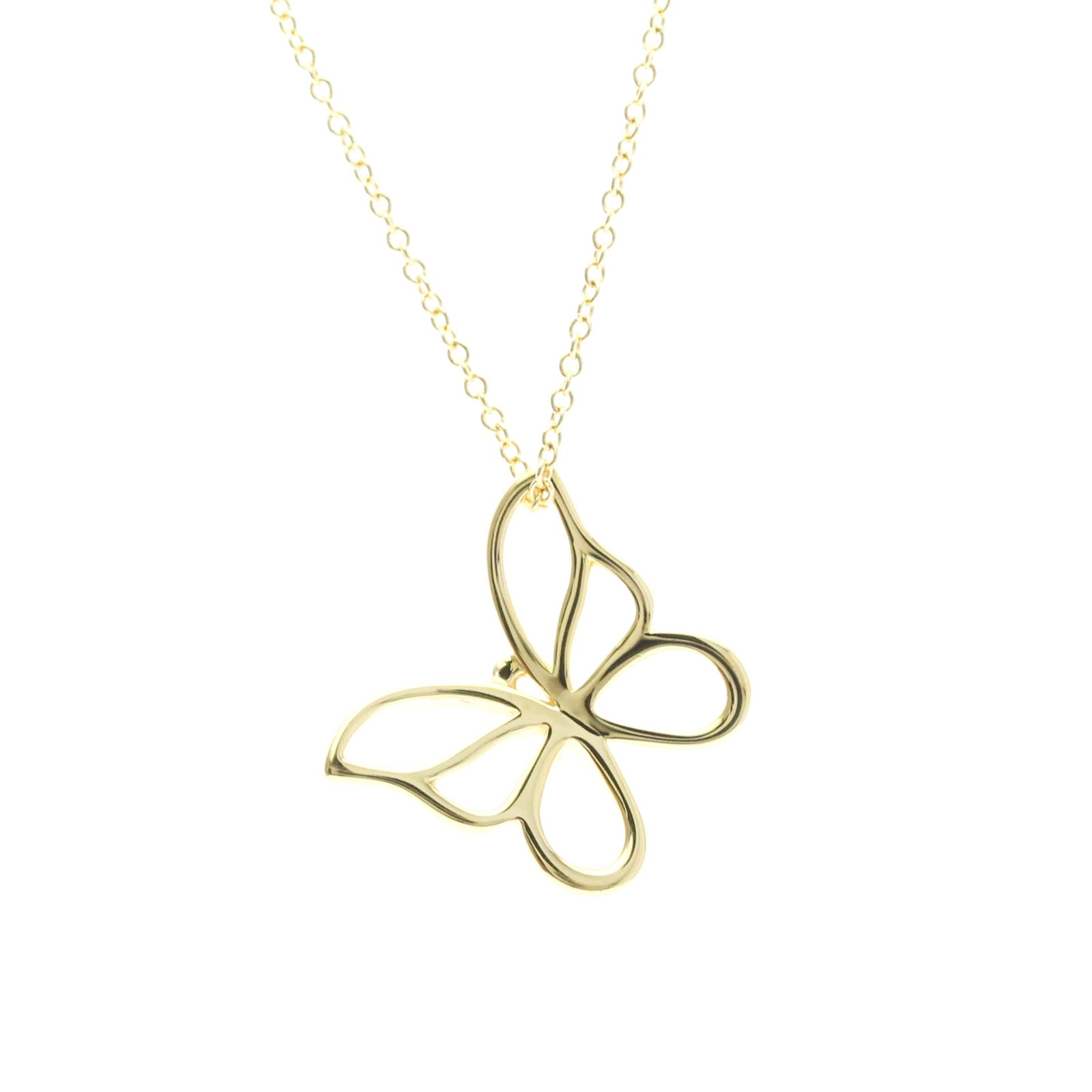 Tiffany Butterfly Necklace Yellow Gold (18K) No Stone Menwomen Fashion Necklace (Gold): Tiffany Butterfly Necklace Yellow Gold (18K) No Stone Menwomen Fashion Necklace (Gold) Yellow gold (18K) butterfly necklace with a sleek, fashion-forward design. This elegant piece features a 14mm x 1