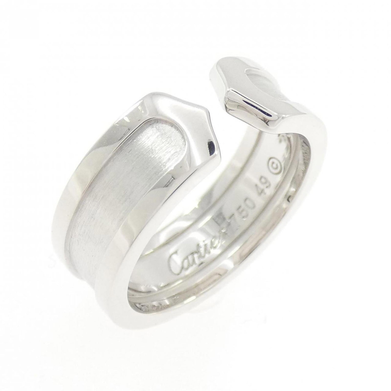 White Gold Band Ring by Cartier 18K: White Gold Band Ring by Cartier 18K Cartier's 18K white gold band ring boasts sleek sophistication with its understated elegance. Crafted from high-quality white gold, this timeless design features a 