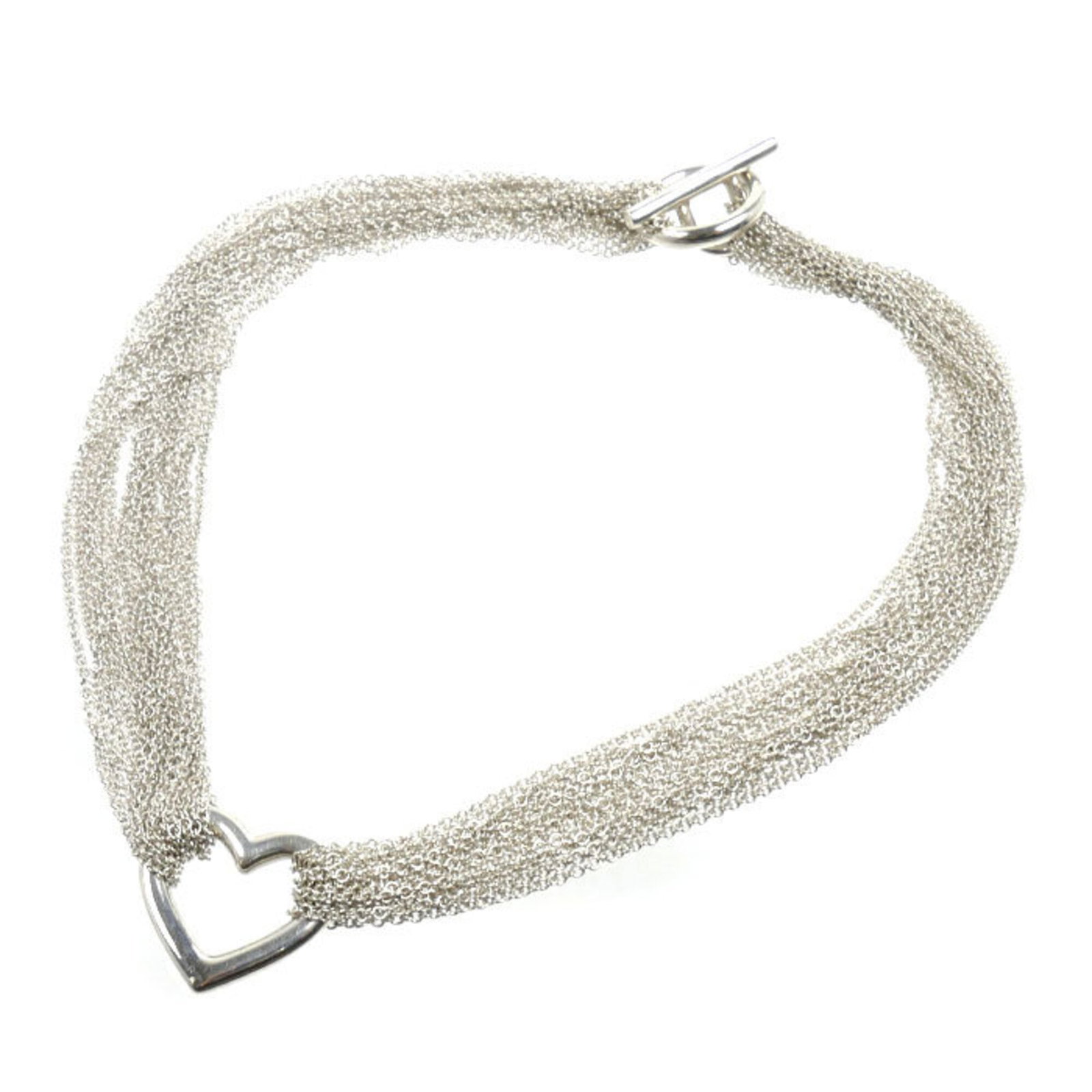 Sterling Silver Toggle Necklace 925 Open Heart 51.6G Women'S: Sterling Silver Toggle Necklace 925 Open Heart 51.6G Women'S Sterling Silver Toggle Necklace 925 Open Heart - A beautiful, open-heart pendant in sterling silver, measuring 21.6mm x 24.5mm, is securely