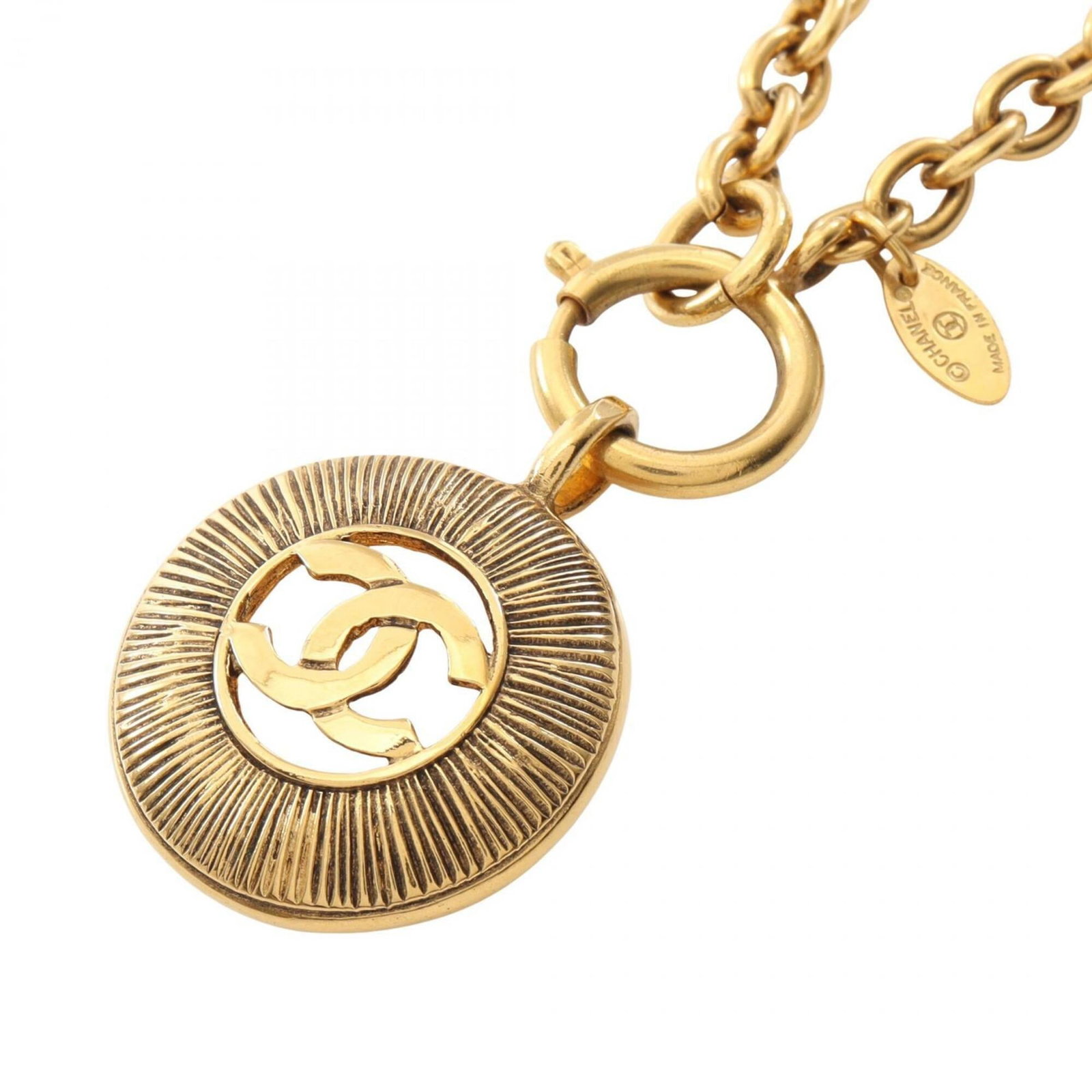Chanel Coco Mark Necklace Gold Plated (Gp) Women'S Tone: Chanel Coco Mark Necklace Gold Plated (Gp) Women'S Tone Gold plated Chanel Coco Mark Necklace for women, featuring a gold plating finish and measuring 40mm x 30mm. The necklace has a gold plating colo