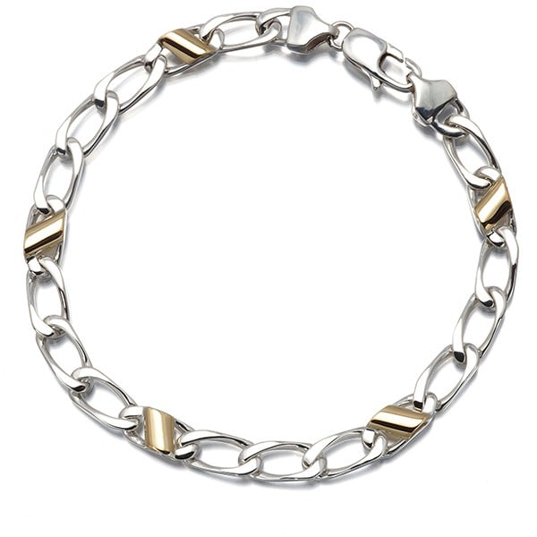 Tiffany&Co. Bracelet Flat Link Bicolor Chain Silver 925/ 18K Yg: Tiffany&Co. Bracelet Flat Link Bicolor Chain Silver 925/ 18K Yg Sterling silver bracelet with a flat link bicolor chain design, crafted by Tiffany&Co. The 925/18K yellow gold material adds a touch of 