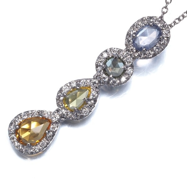 Diamond Sapphire Necklace 750 White Gold: Diamond Sapphire Necklace 750 White Gold 18k White Gold Diamond Sapphire Necklace boasts a stunning combination of natural beauty with the presence of two precious stones, a sapphire and diamonds. The