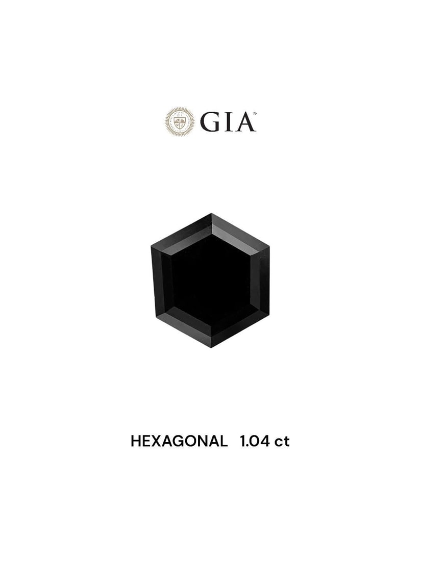 GIA Hexagonal 1.04ct Fancy Black VVS2 - Loose Natural Diamond: GIA Hexagonal 1.04ct Fancy Black VVS2 - Loose Natural Diamond GIA certifies this loose, natural Fancy Black diamond with exceptional clarity and polish. Measuring 1.04 carats in hexagonal cut, its