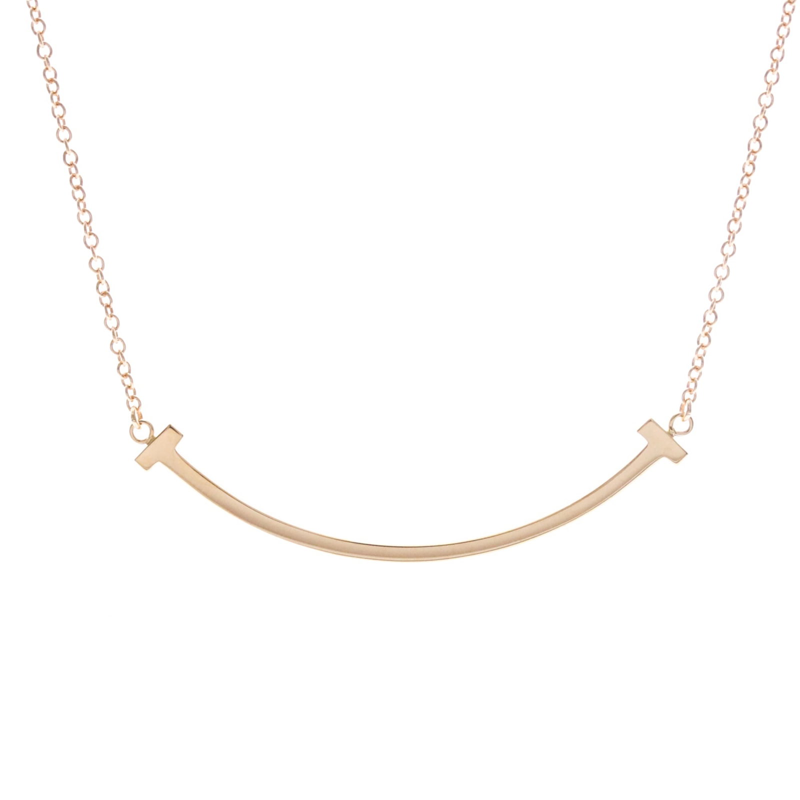 Tiffany T Tiffany T Smile Small Size Necklace Pink Gold (18K) No Stone Menwomen Fashion Necklace: Tiffany T Tiffany T Smile Small Size Necklace Pink Gold (18K) No Stone Menwomen Fashion Necklace Pink gold (18K) necklace with a small size and fashion style, featuring no stone. This 40.5-45.5 cm adj
