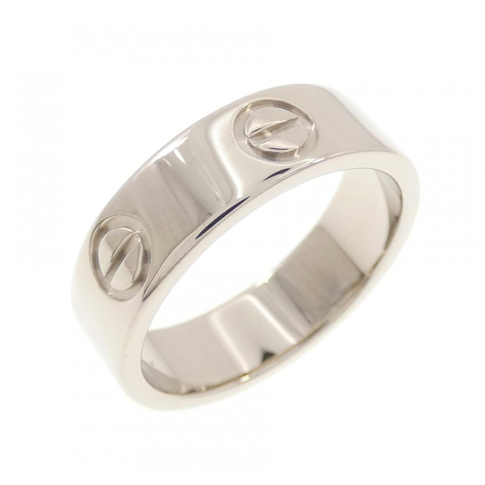 White Gold Band Ring by Cartier 18K: White Gold Band Ring by Cartier 18K White gold (18K) band ring by Cartier, featuring the brand's signature style. This 51 US size, women's band ring boasts a sleek design and premium material. Signed 