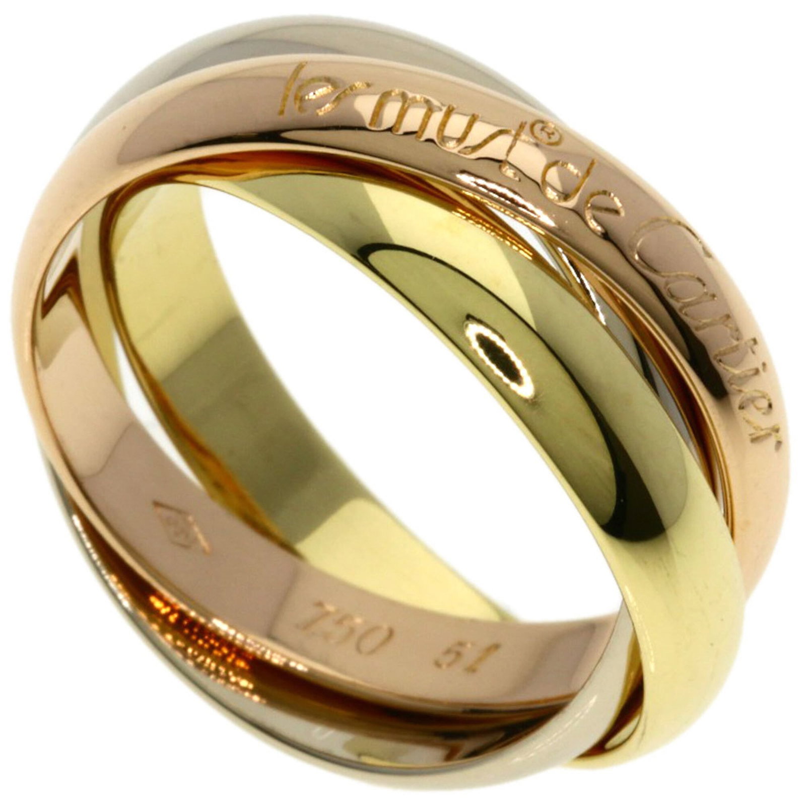 Cartier Trinity #51 Ring - 18K Yellow Gold/ 18K White Pink Gold Women'S Cartier: Cartier Trinity #51 Ring - 18K Yellow Gold/ 18K White Pink Gold Women'S Cartier 18K Yellow Gold/ 18K White Pink Gold Women's Cartier Trinity Ring - A timeless piece featuring the iconic Trinity design