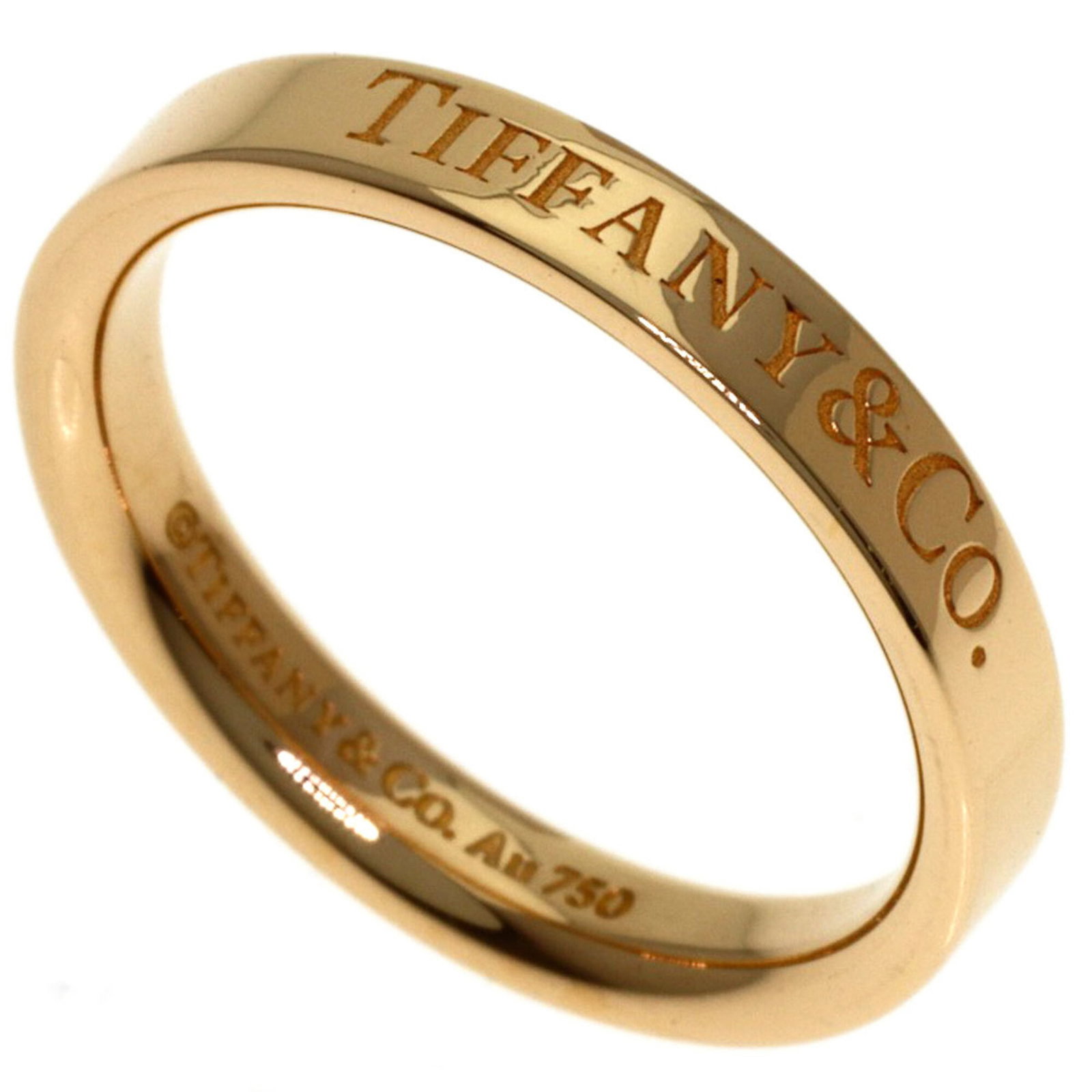 Tiffany Band Ring Pink Gold (18K): Tiffany Band Ring Pink Gold (18K) Pink gold (18K) band ring with elegant design, made from high-quality pink gold material. This women's US size 4 ring features a classic style that suits everyday wea