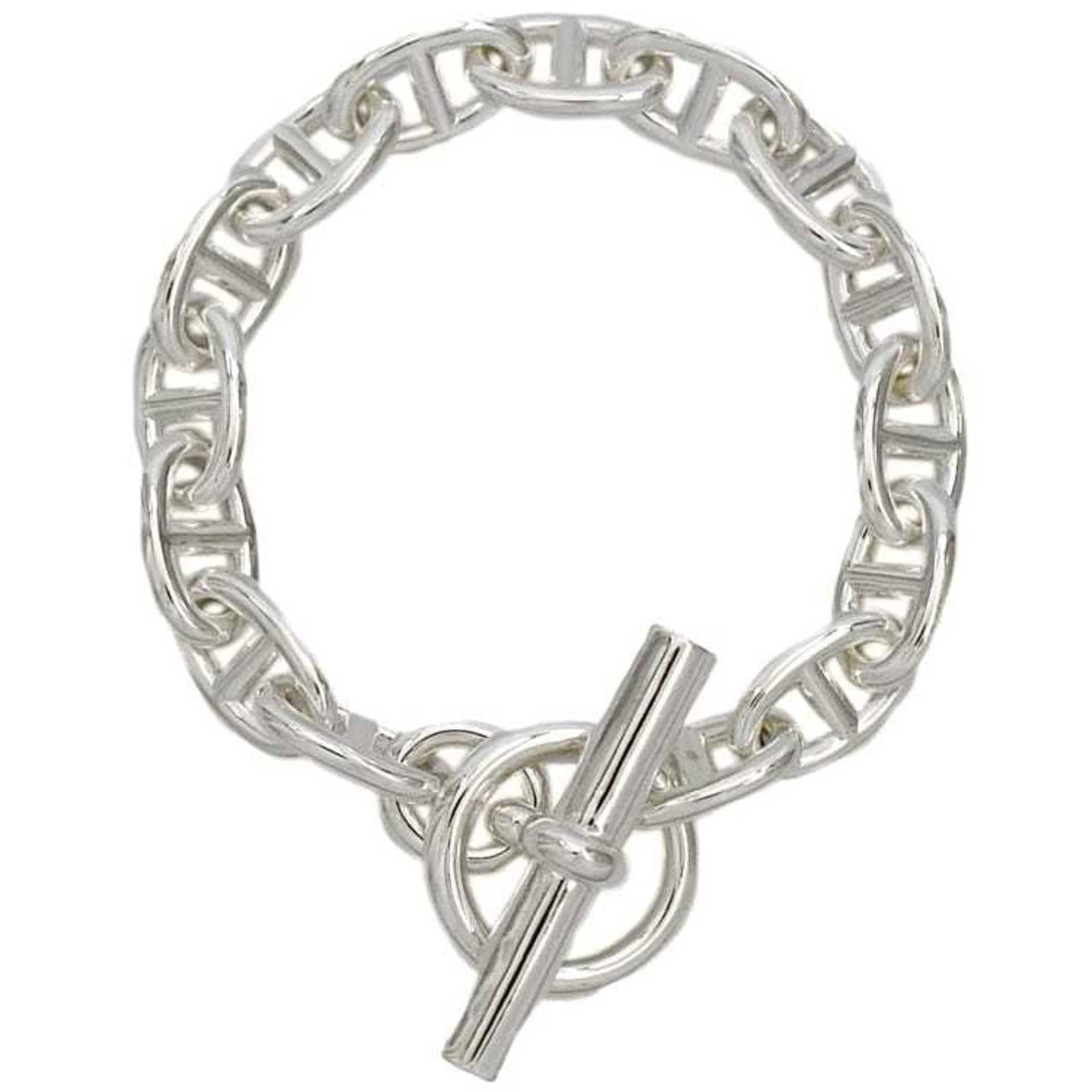 Hermes charm bracelet silver 925: Hermes charm bracelet silver 925 Silver 925 charm bracelet from Hermes, featuring a sleek design with a length of 16cm. This elegant accessory comes in a sturdy box for safekeeping. A beautiful