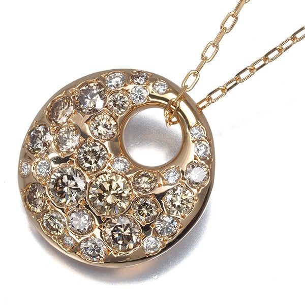 Kashikey Necklace Brown &Clear Diamond 1.00Ct Melange 18K 750 Rose Gold: Kashikey Necklace Brown &Clear Diamond 1.00Ct Melange 18K 750 Rose Gold The Kashikey Necklace boasts a stunning combination of natural beauty with its 1.00ct Melange diamond pendant, set in 18k rose g