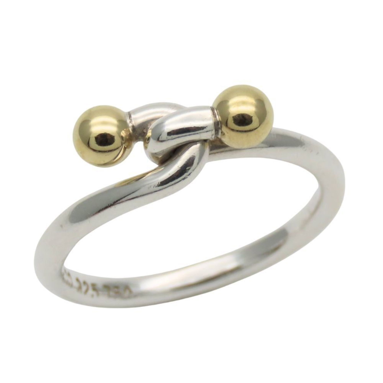 Tiffany Band Ring Silver 925 Yellow Gold (18K): Tiffany Band Ring Silver 925 Yellow Gold (18K) Silver 925 and yellow gold (18K) combine in this elegant Tiffany band ring, available in US size 6.5. The item weighs 2.5g / 0.08oz and features a classi