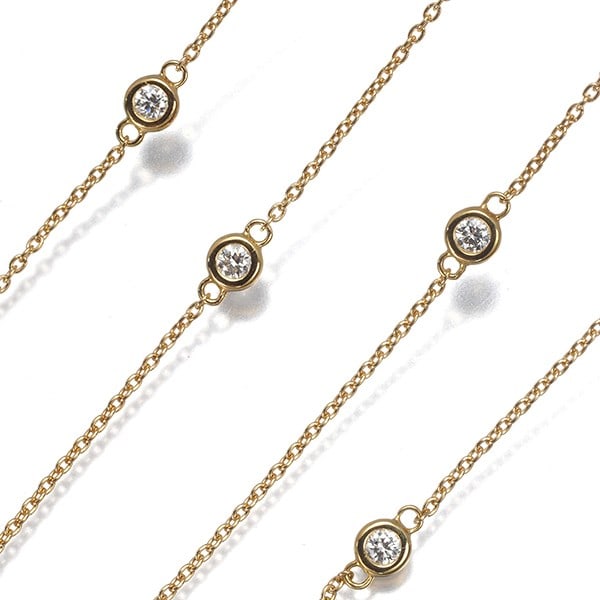 Tasaki Necklace Diamond 0.25Ct Station Long 18K 750 Yellow Gold (1 of 5)