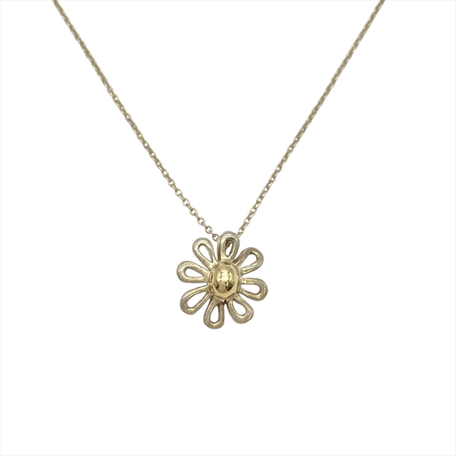Tiffany & Co. Flower Daisy Necklace Sv925 (2.8G) 750 Silver Elsa Peretti Women'S.: Tiffany & Co. Flower Daisy Necklace Sv925 (2.8G) 750 Silver Elsa Peretti Women'S. Tiffany & Co. Flower Daisy Necklace in Sterling Silver, featuring Elsa Peretti's signature design, boasts a delicate 1