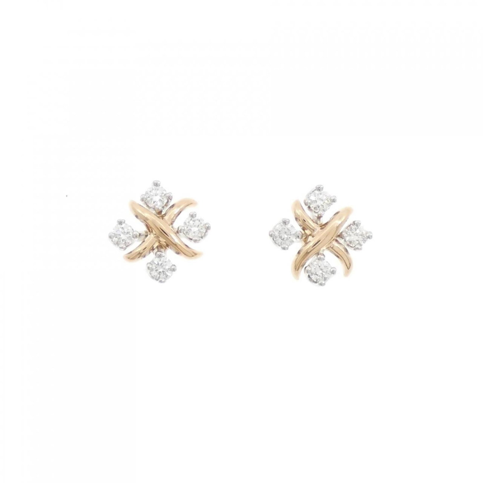 Platinum earrings white gold 950 18k Tiffany stud: Platinum earrings white gold 950 18k Tiffany stud Stud earrings crafted from platinum 950 and white gold (18K) with a pink gold finish, featuring a diamond stone. The earrings measure 9.70mm x 9.50mm 